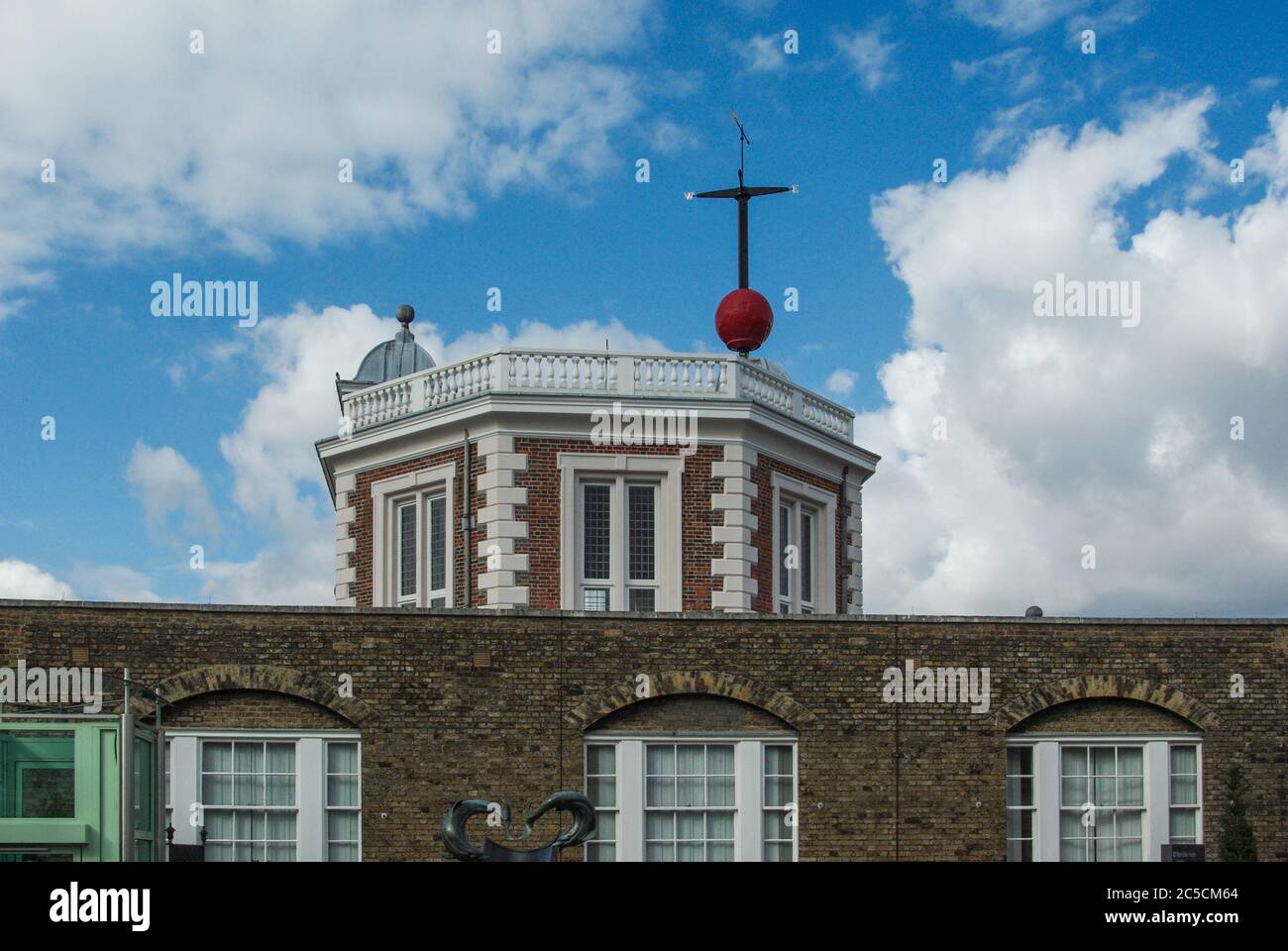 Flamsteed House, Royal Observatory, Greenwich, London; with the red