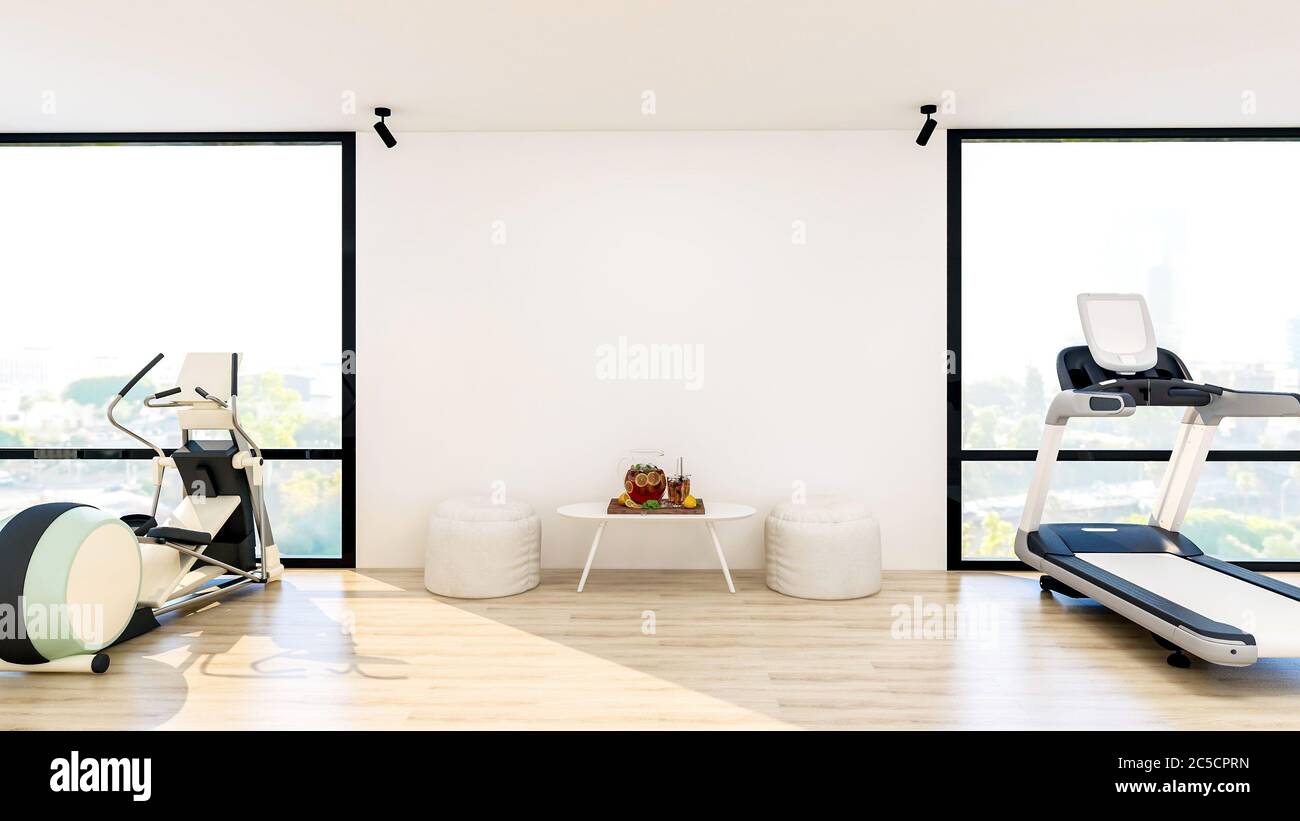 Modern gym interior with sport and fitness equipment, fitness center ...
