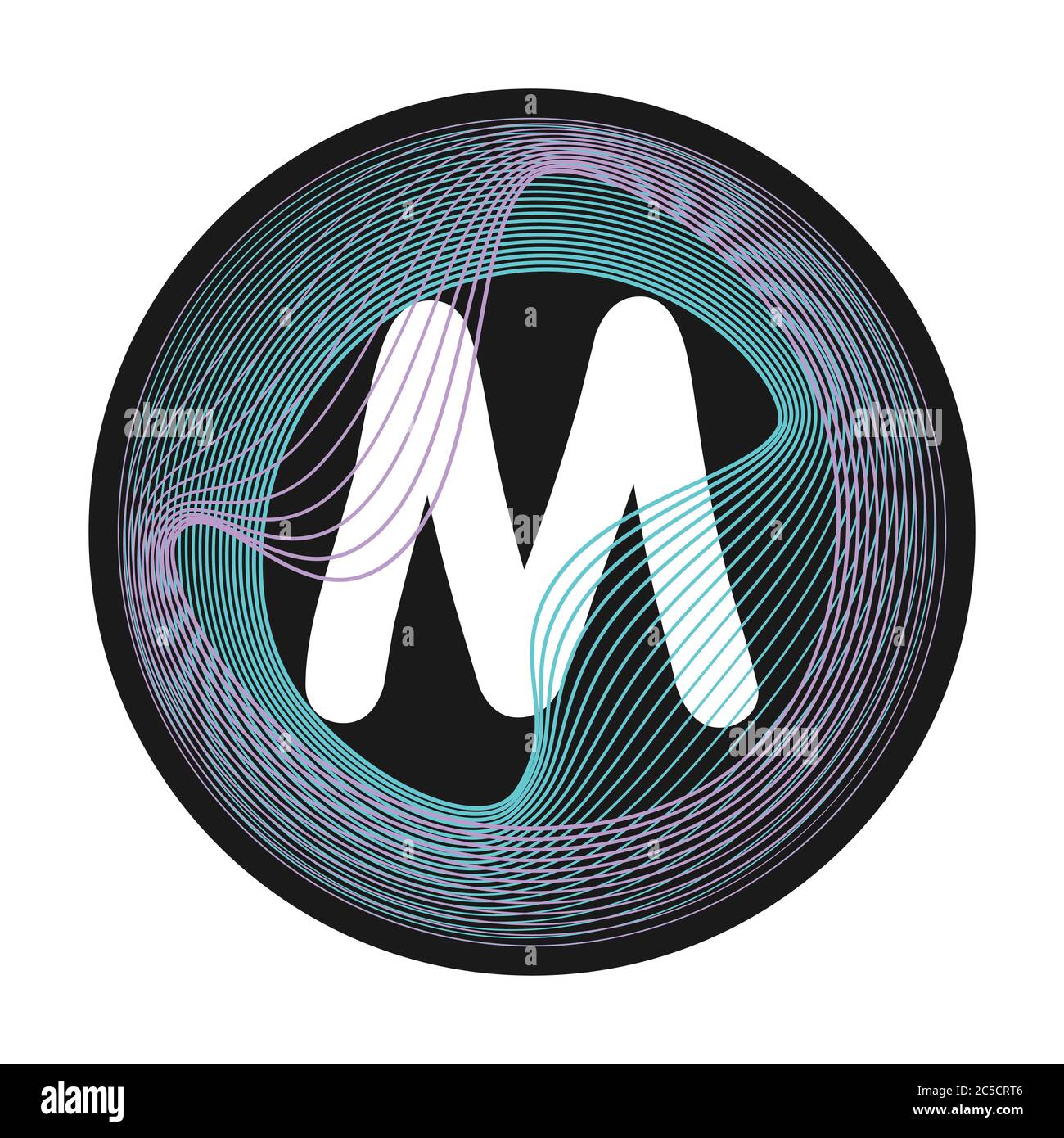 Monogram color vector frame. Logo design. Abstract letter guilloche frame Stock Vector