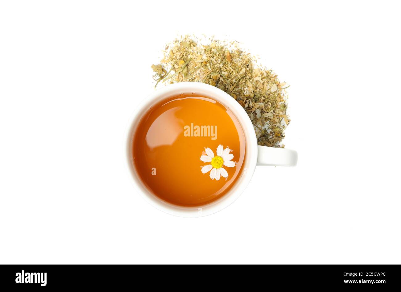 Cup of chamomile tea isolated on white background Stock Photo - Alamy