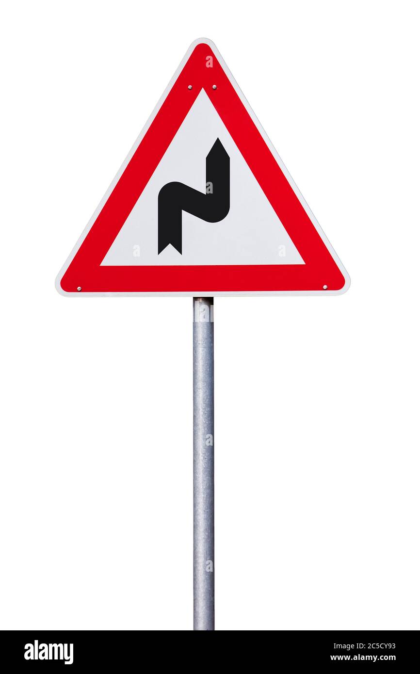 Isolated Traffic Sign Danger Warning scurve ahead Stock Photo Alamy