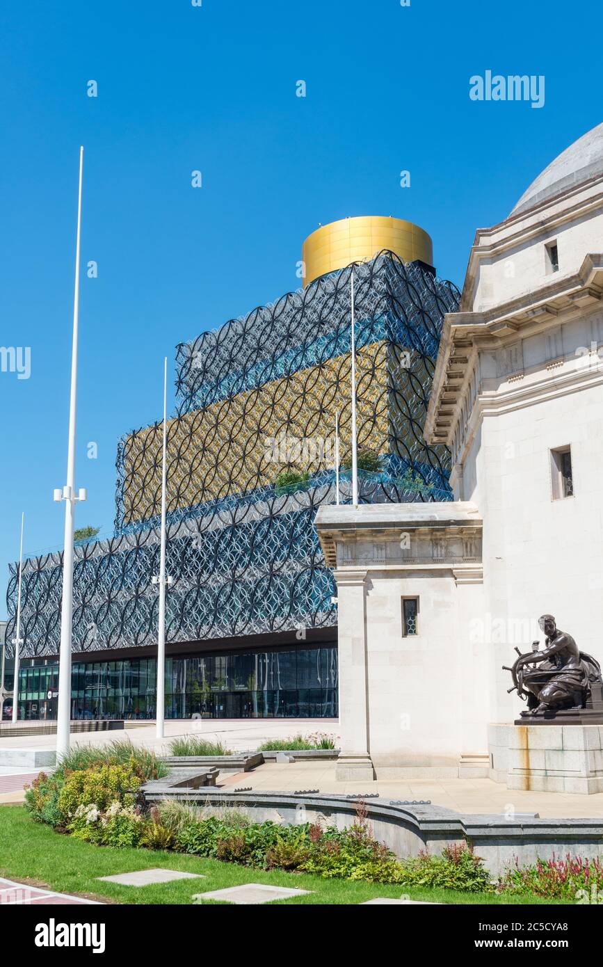 Hall of Memory and Library of Birmingham in Centenary Square in Birmingham city centre, UK Stock Photo