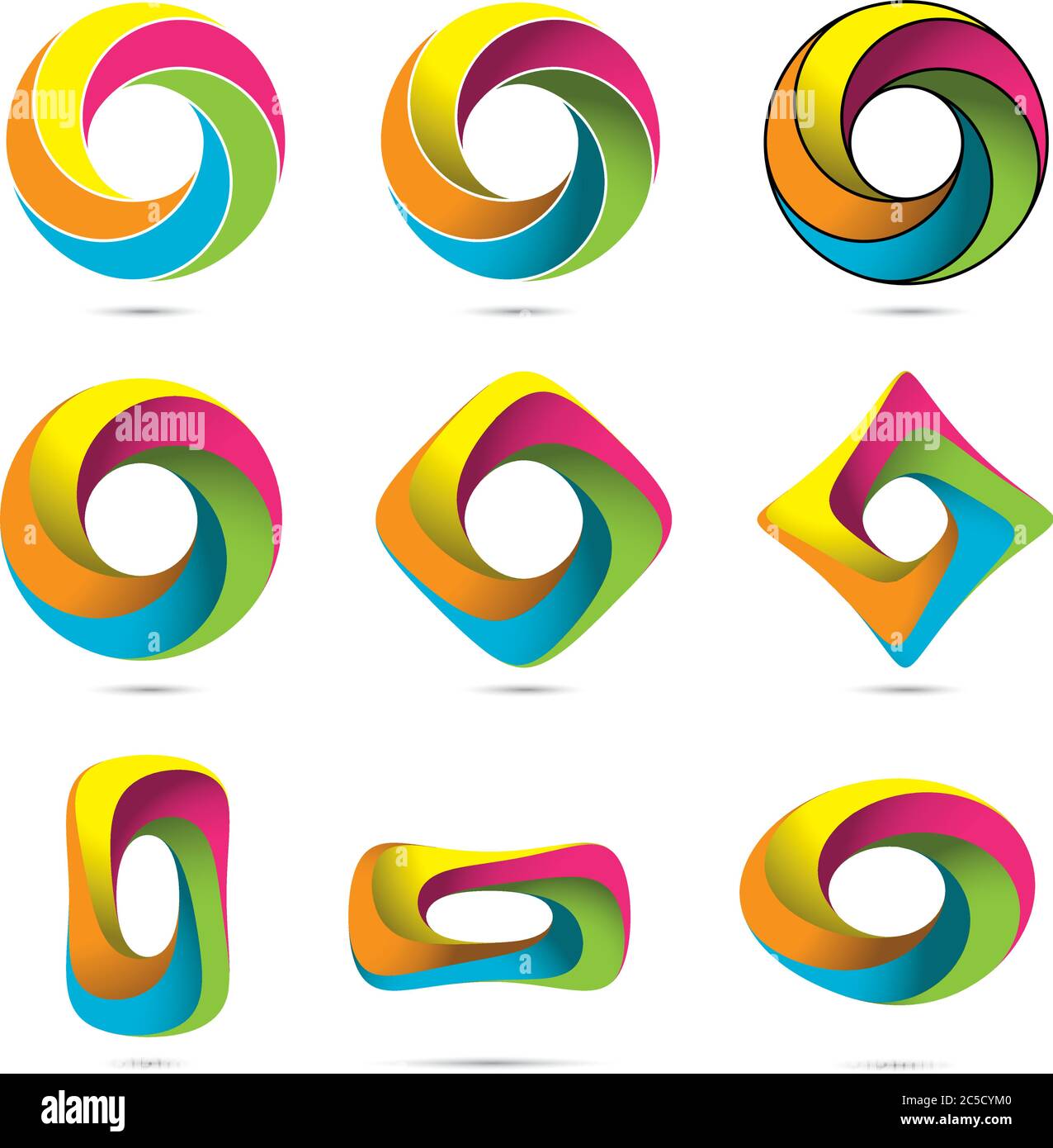 Impossible Infinite Loop Vector Design Elements Collection. Easily editable with global color swatches. Stock Vector