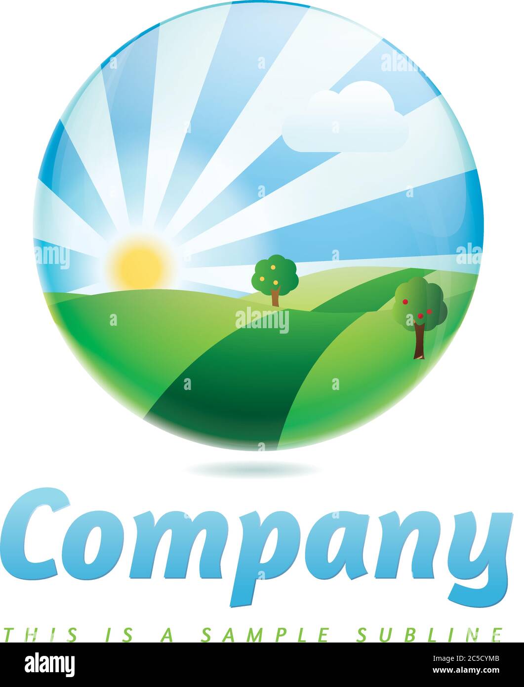 Landscape in crystal ball company logo template Stock Vector Image