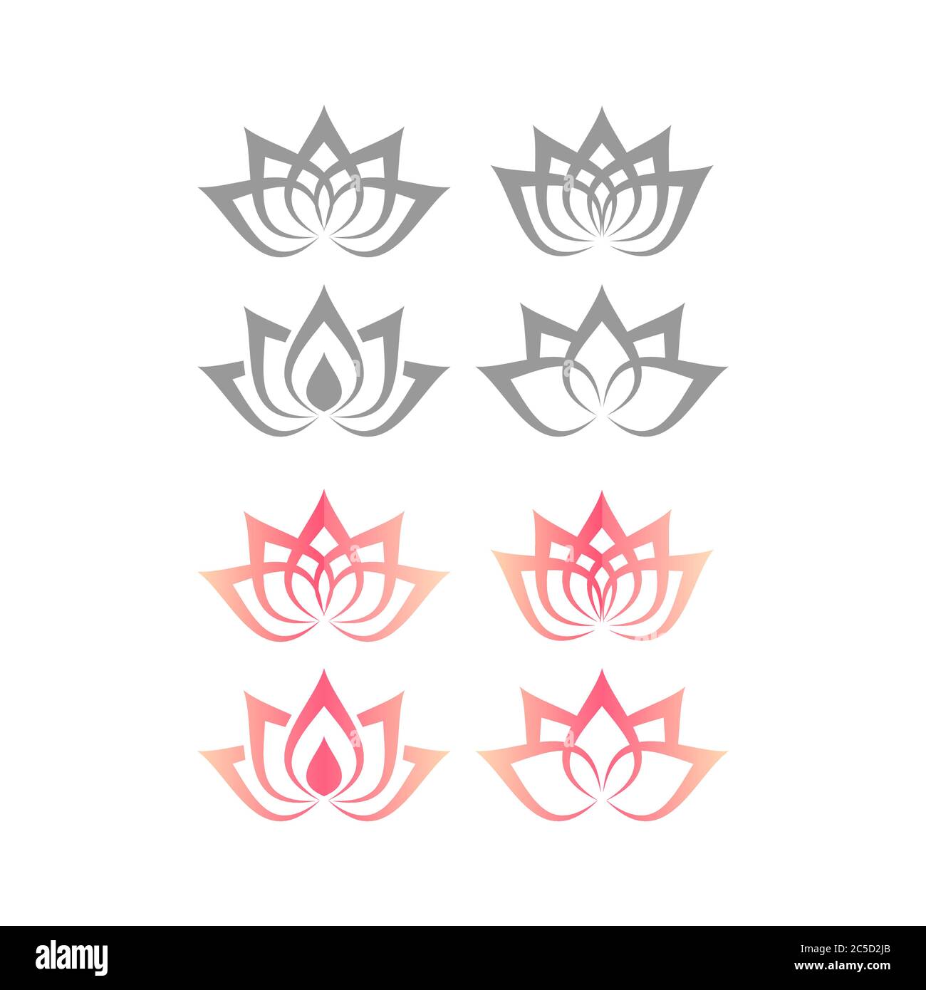 Lotus or water lily blossom pink floral design for logo. Yoga or spa