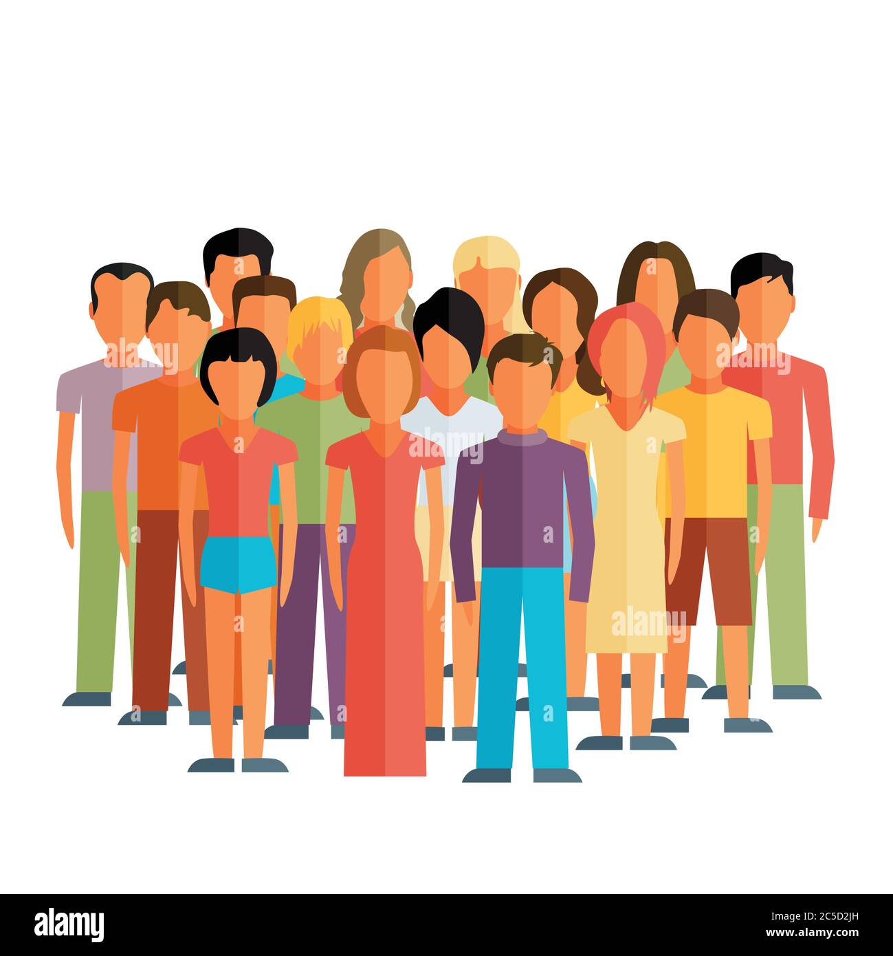 Flat illustration of society members with a large group of men and women Stock Vector