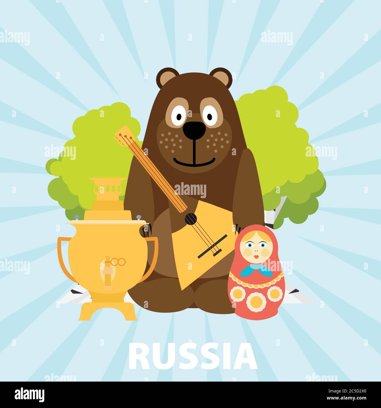 Set of Russia-themed design elements Stock Vector