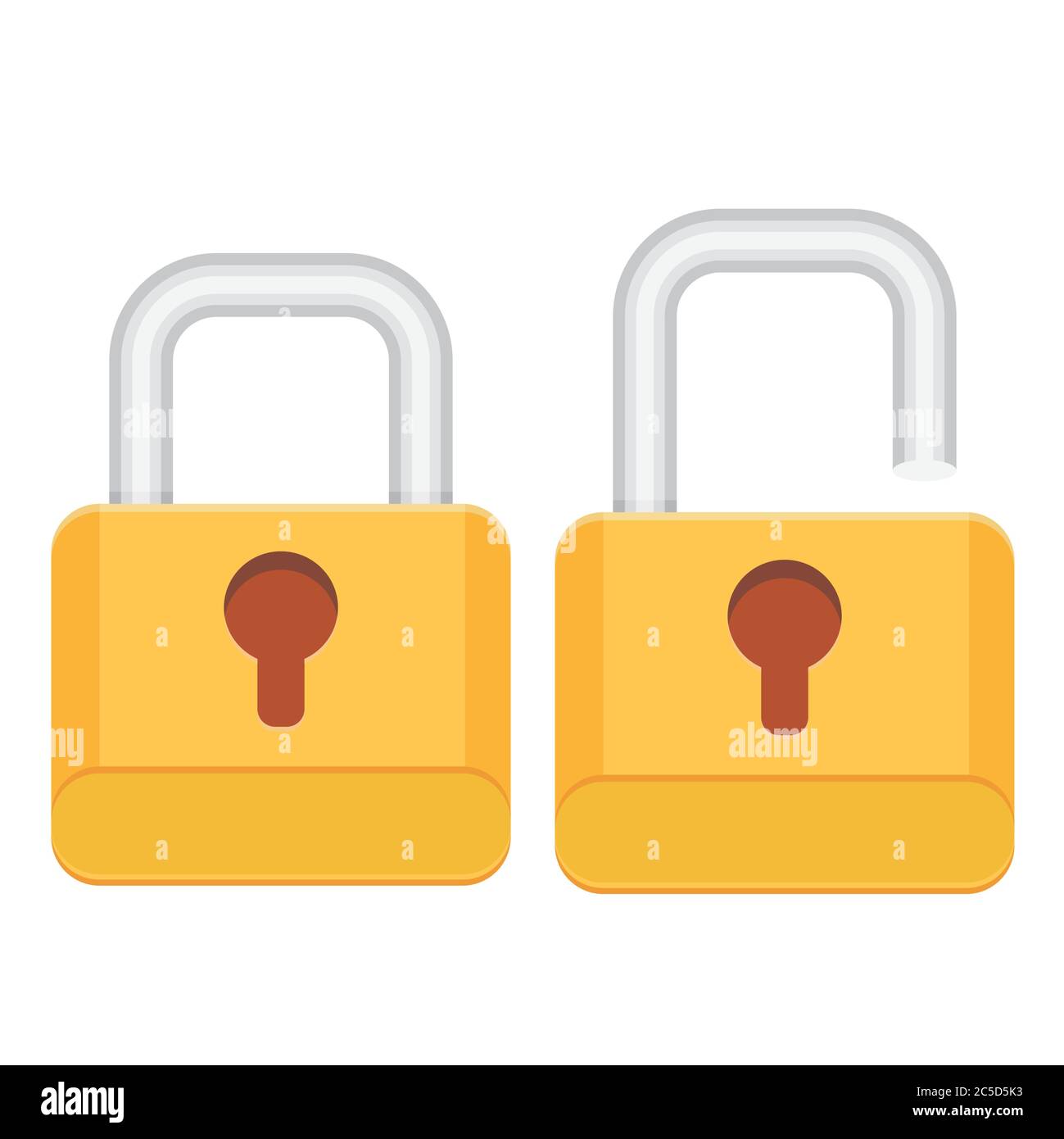 Opened and closed locks. Flat locks Stock Vector