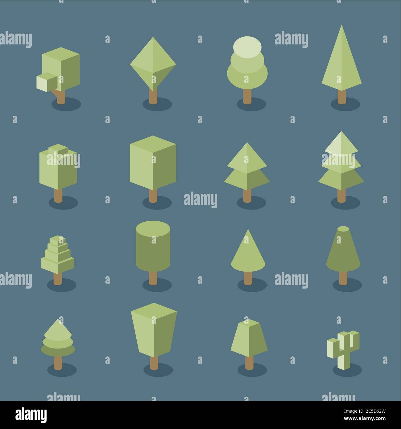 Trees set. Isometric vector Stock Vector Image & Art - Alamy