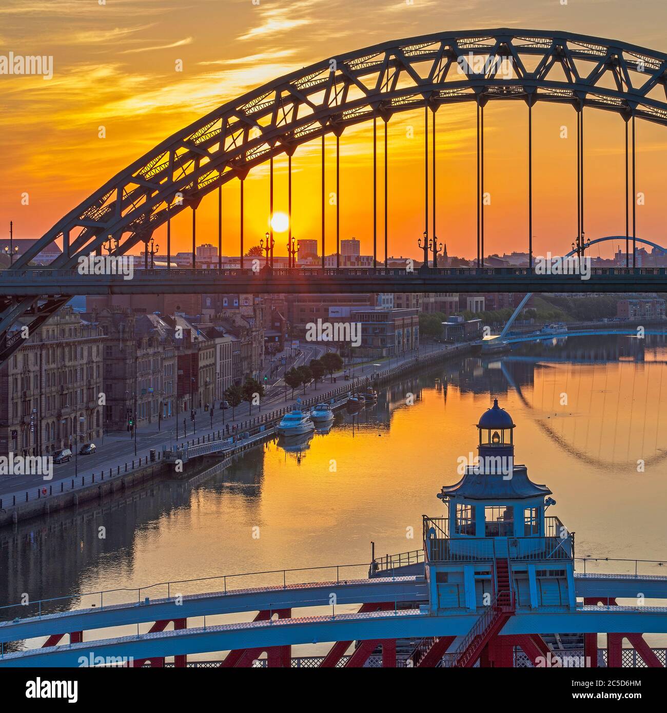 Newcastle & Gateshead quaysides at dawn, newcastle upon tyne, tyne & wear, England, United Kingdom Stock Photo