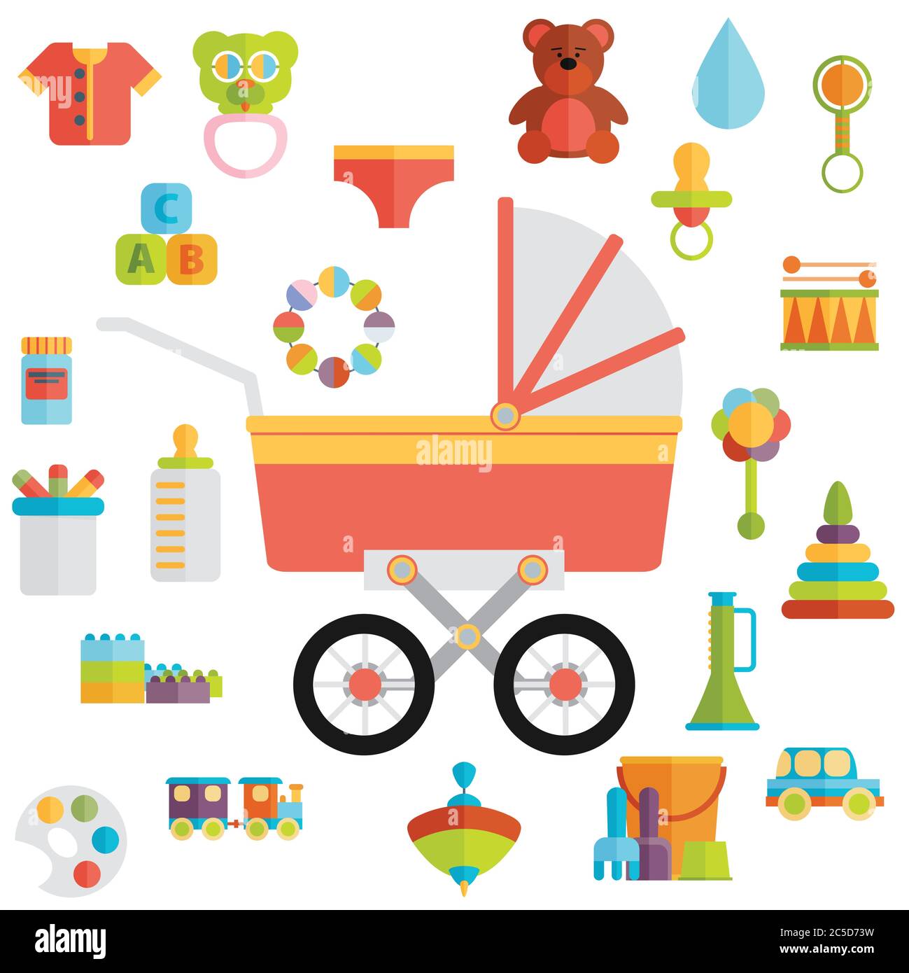 Baby toys flat icon set vector Stock Vector Image & Art - Alamy