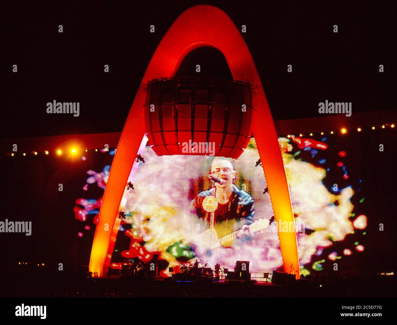 U2 on the opening night of their Pop Mart Tour 25th April 1997 at the Sam  Boyd Stadium, Las Vegas,USA: the stage Stock Photo - Alamy