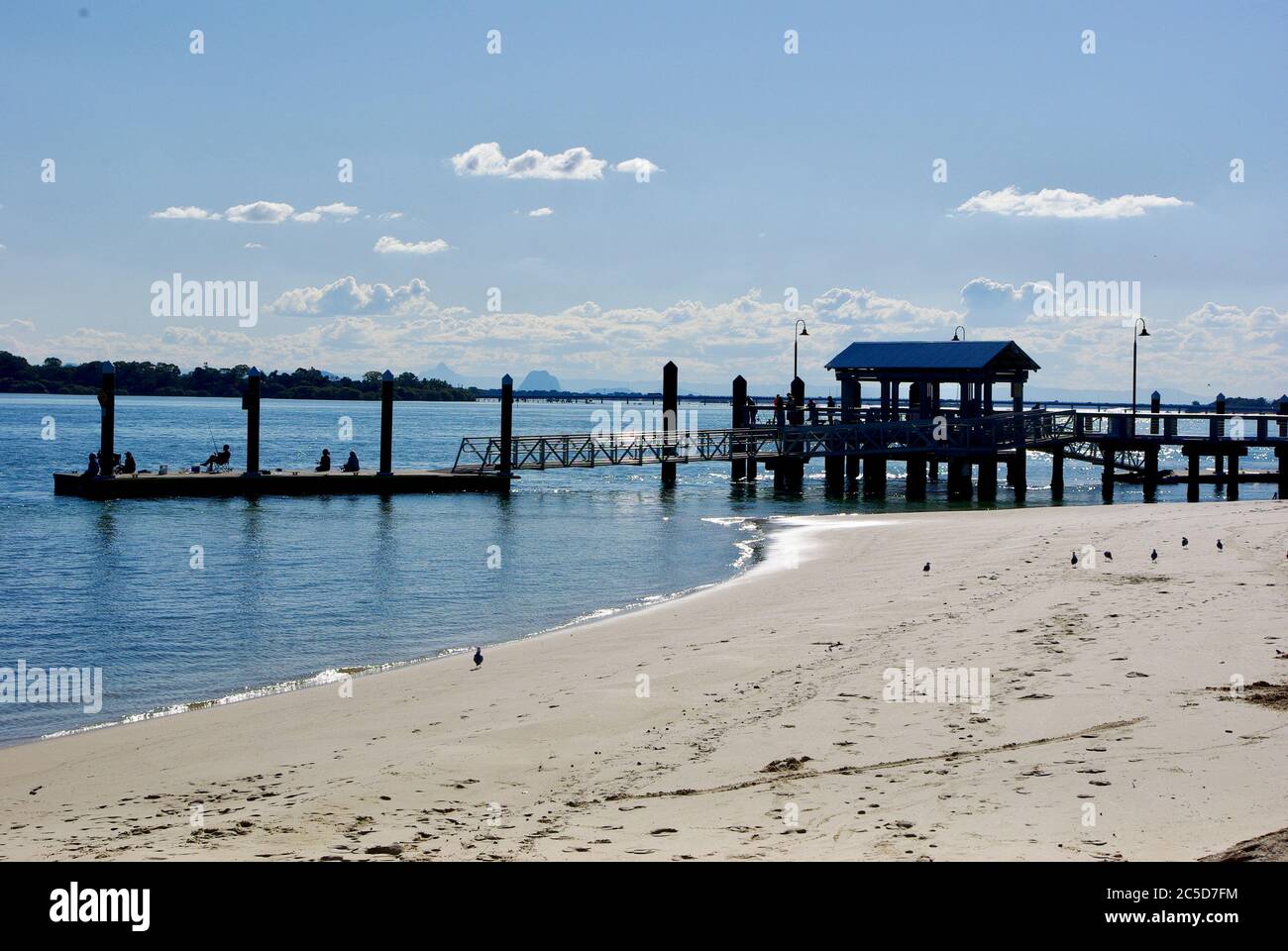 Bribie Island Jetty at Bongaree in Pumicestone Passage Queensland Australia Stock Photo