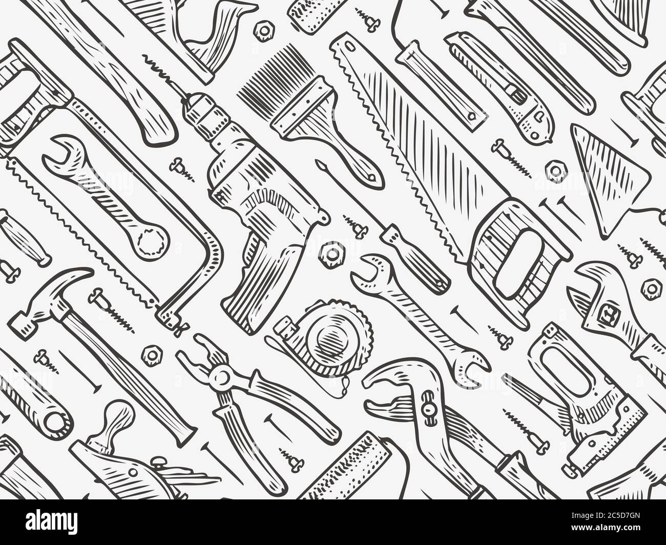 Construction tools seamless background. Repair vector illustration Stock Vector