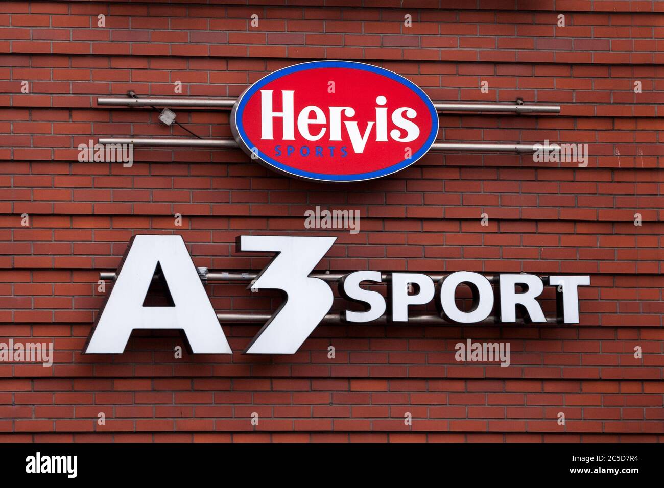 PRAGUE, CZECHIA - NOVEMBER 4, 2019: Hervis Sports and A3 Sport logo in  front of their store in Prague. Hervis and A3 are chain of sports  retailers, sp Stock Photo - Alamy
