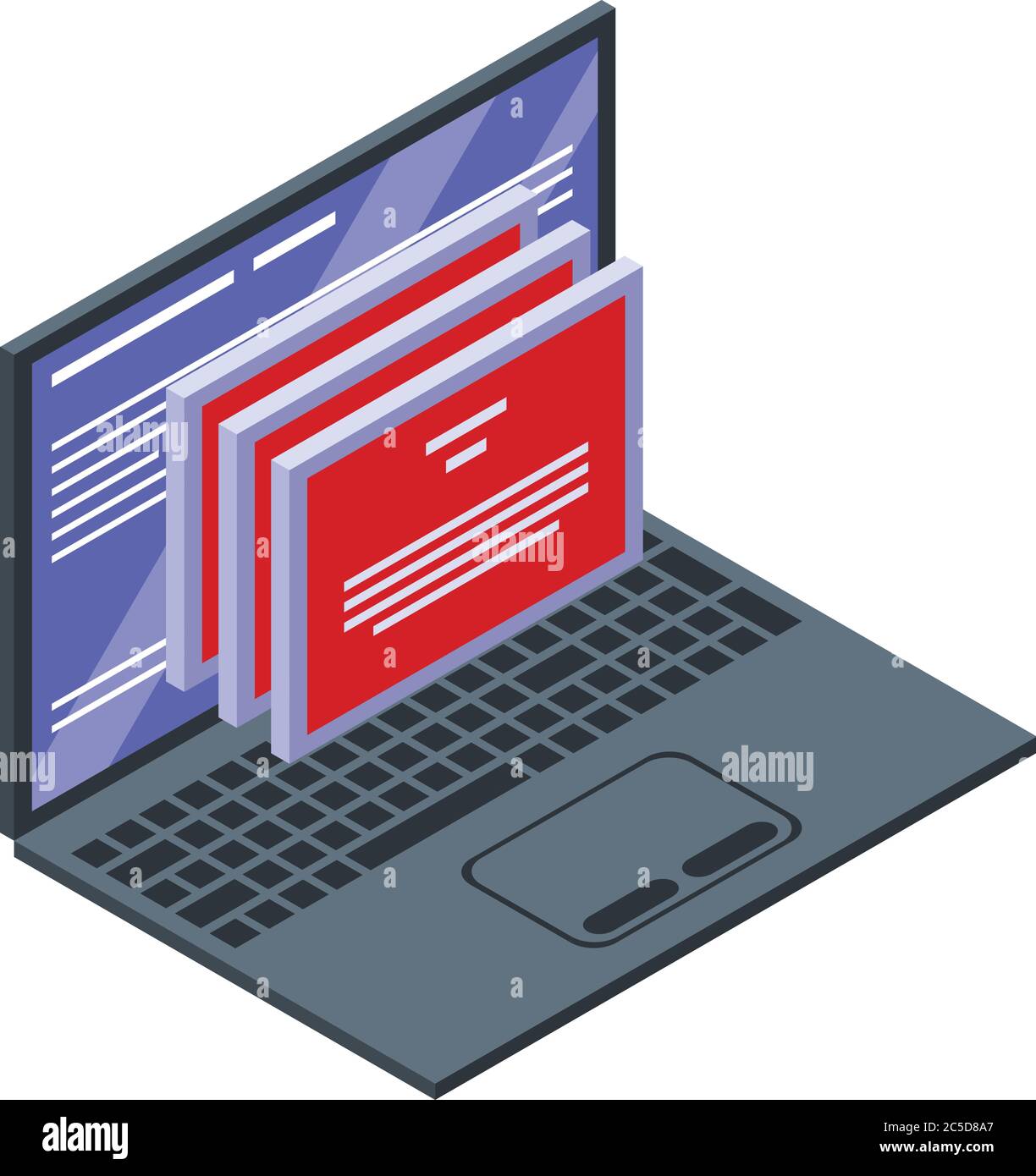 Fraud laptop computer icon, isometric style Stock Vector