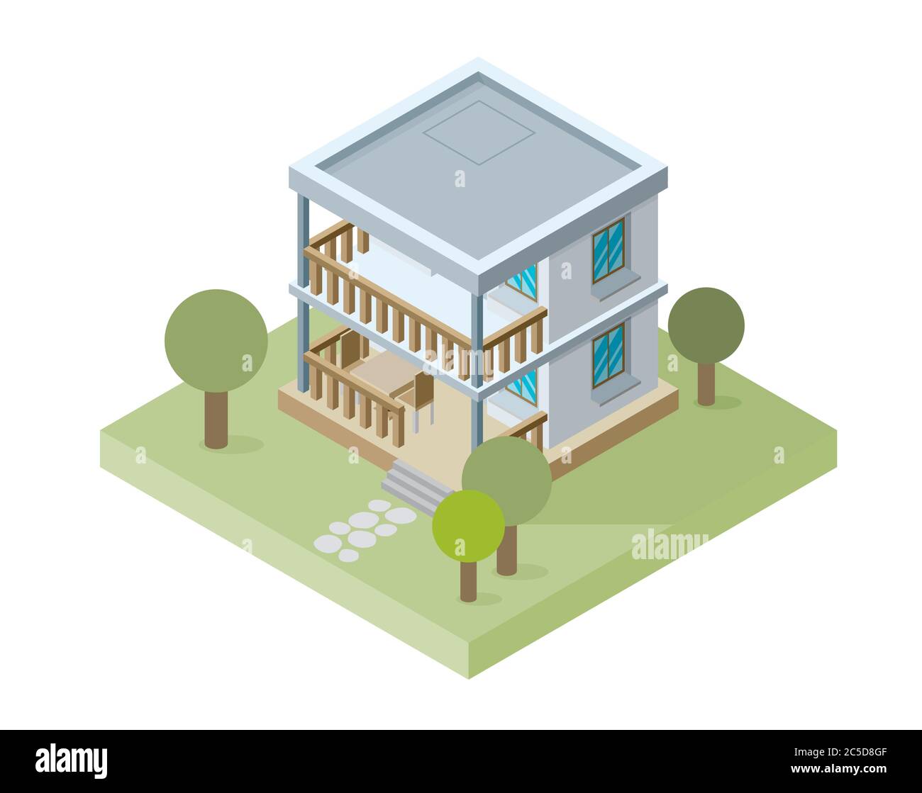 Isolated isomatic small house, Vector Property Set Stock Vector