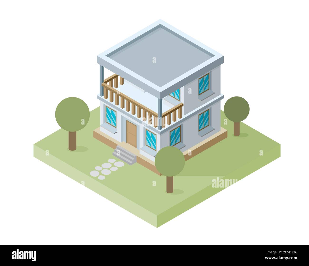 Isolated isomatic small house, Vector Property Set Stock Vector