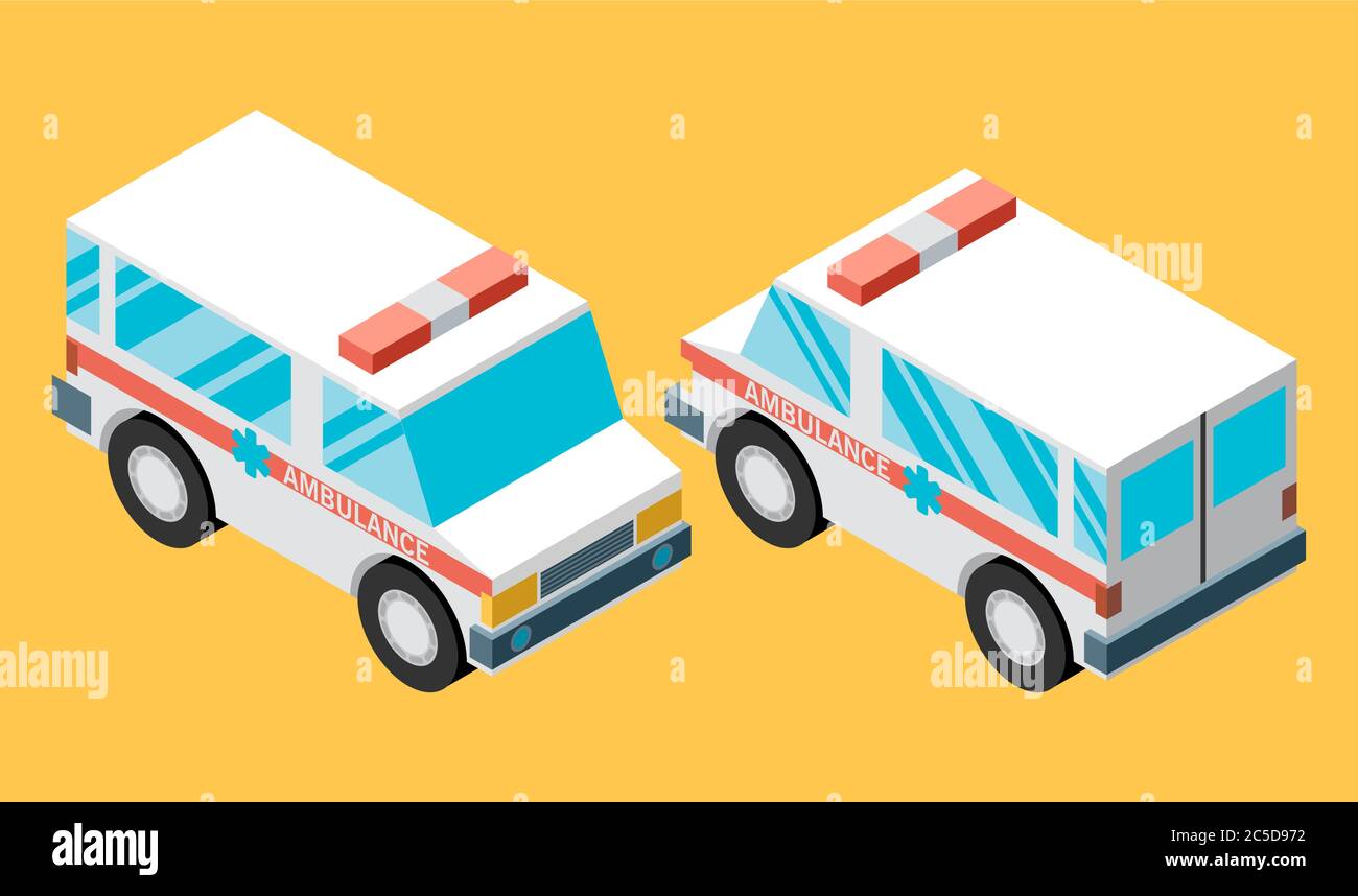 Vector illustration of ambulance car. Isometric view of transport Stock ...