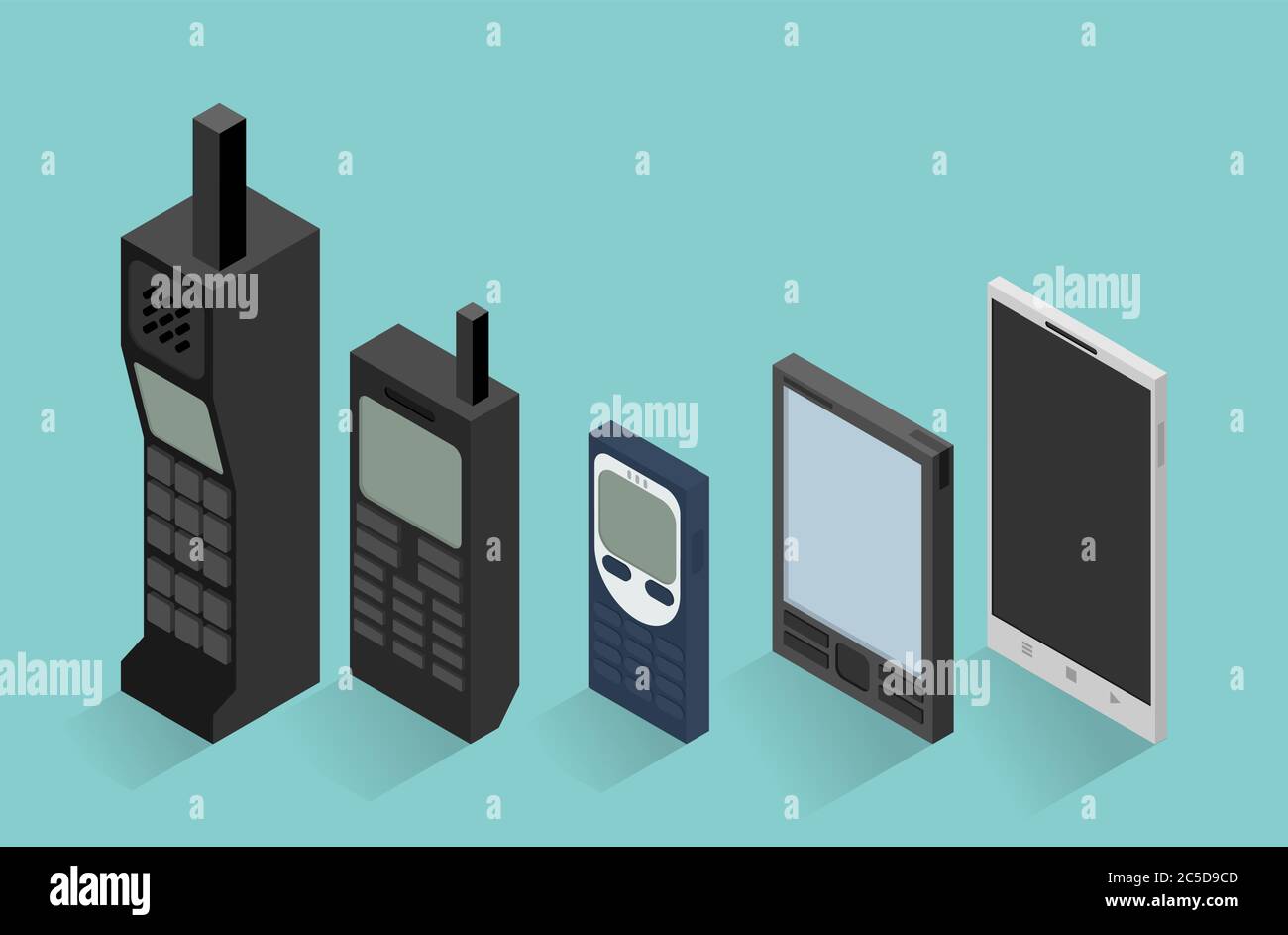 Cell phone evolution illustration Stock Vector