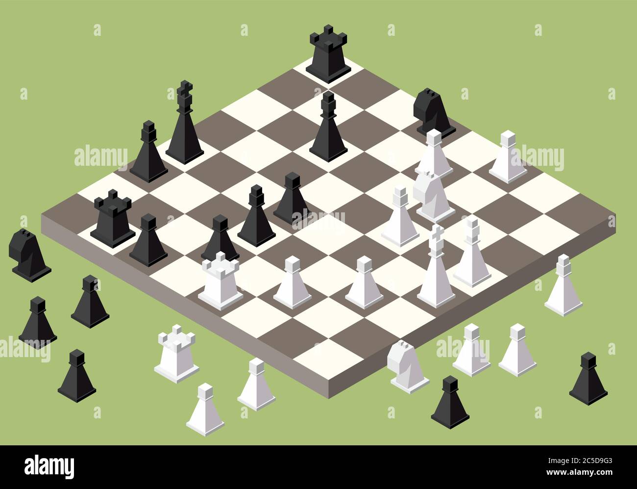 chess isometric. game isometric series Stock Vector