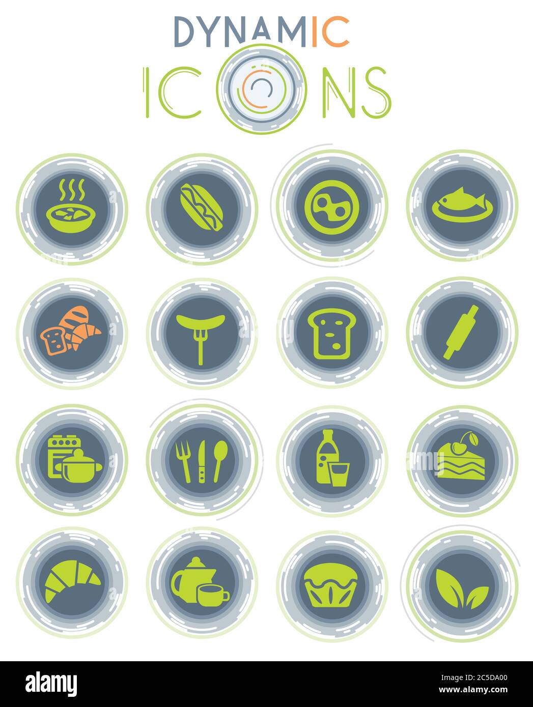 food and kitchen dynamic icons Stock Vector