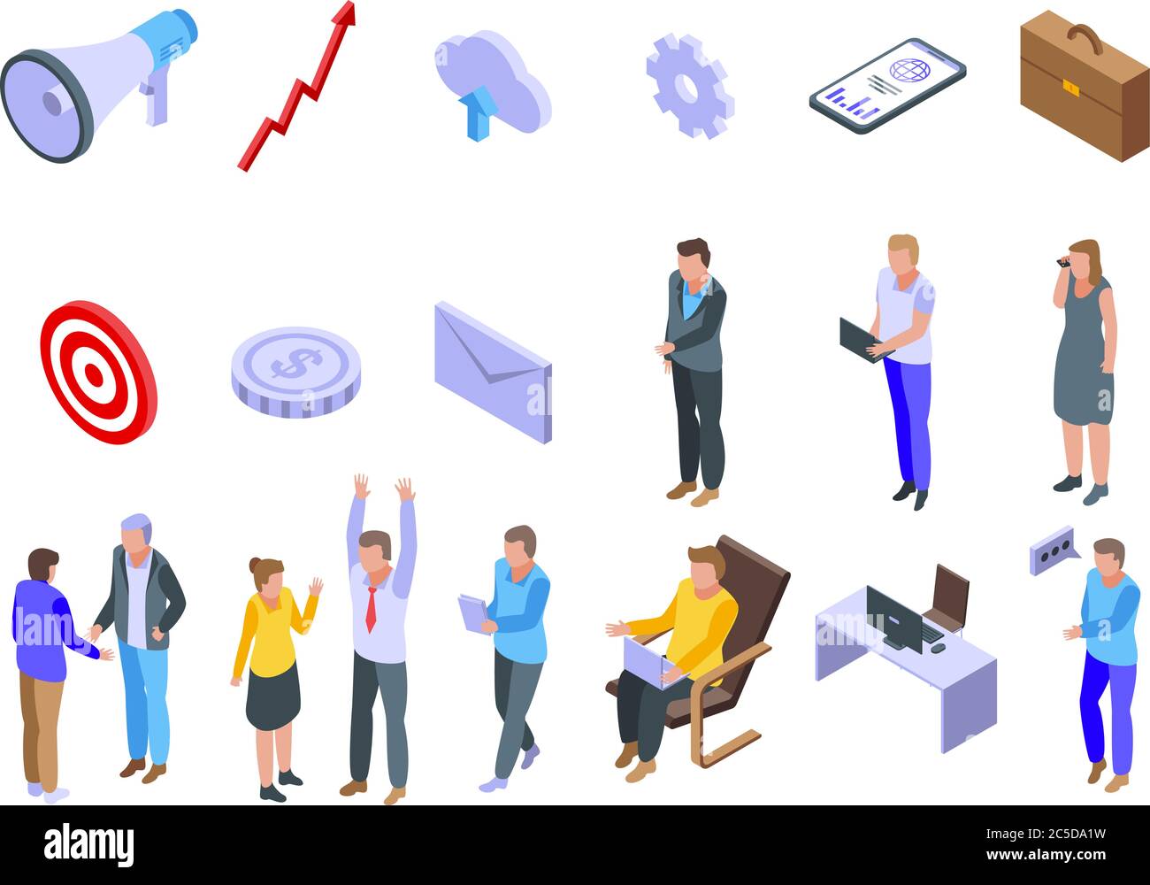 Outsource icons set, isometric style Stock Vector