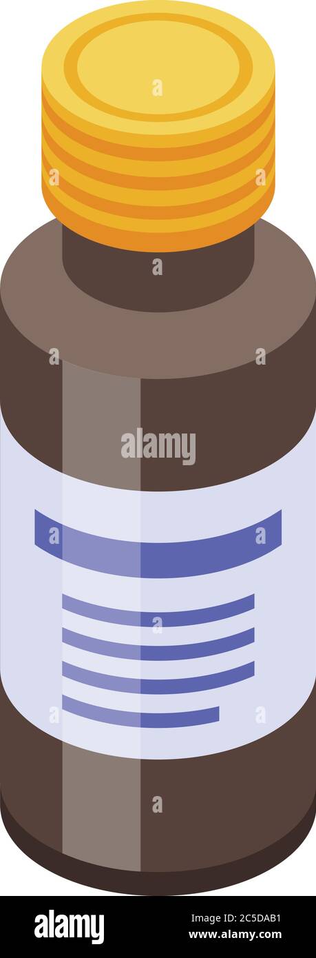 Vaccine syrup bottle icon, isometric style Stock Vector