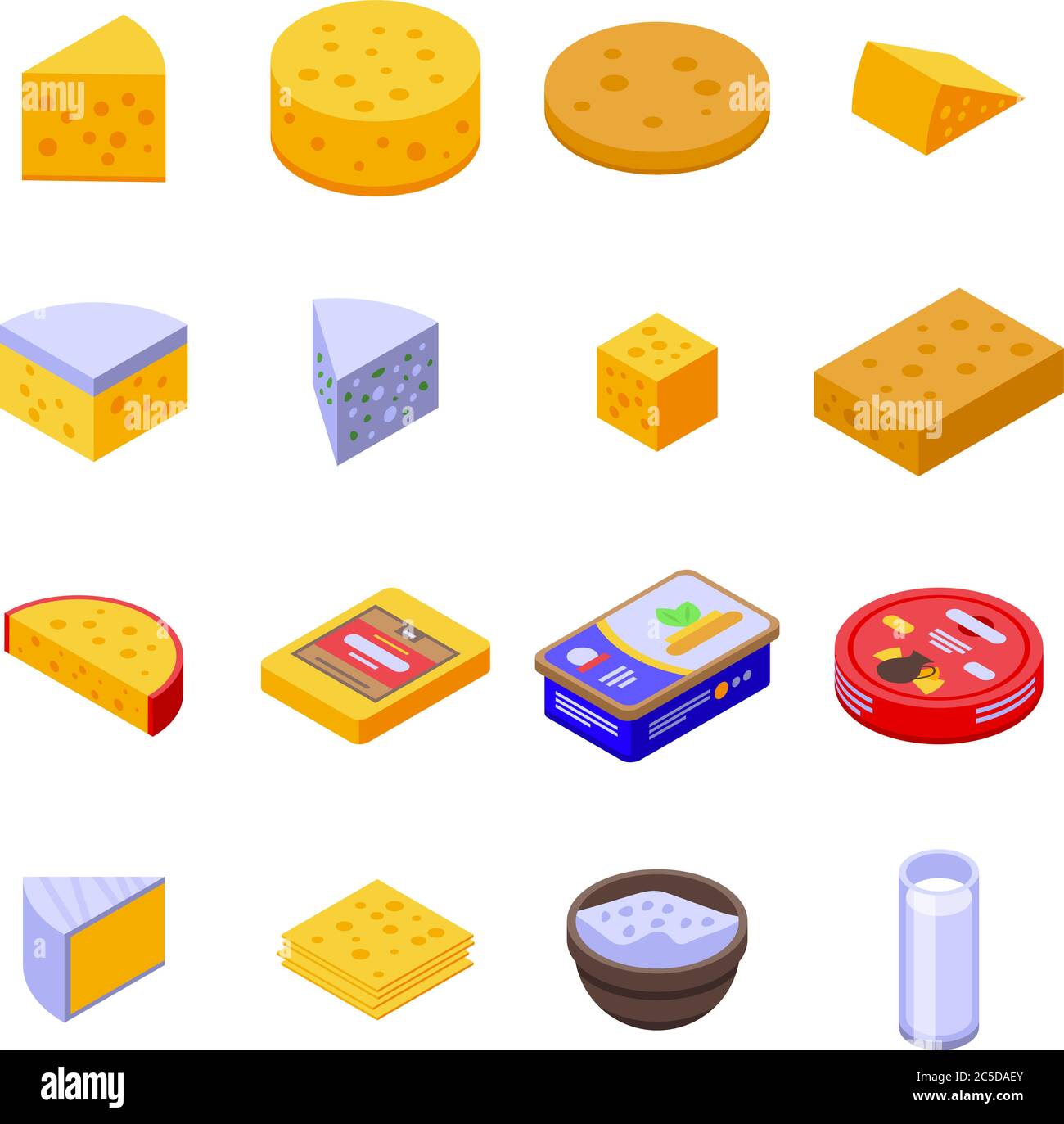 Cheese icons set, isometric style Stock Vector