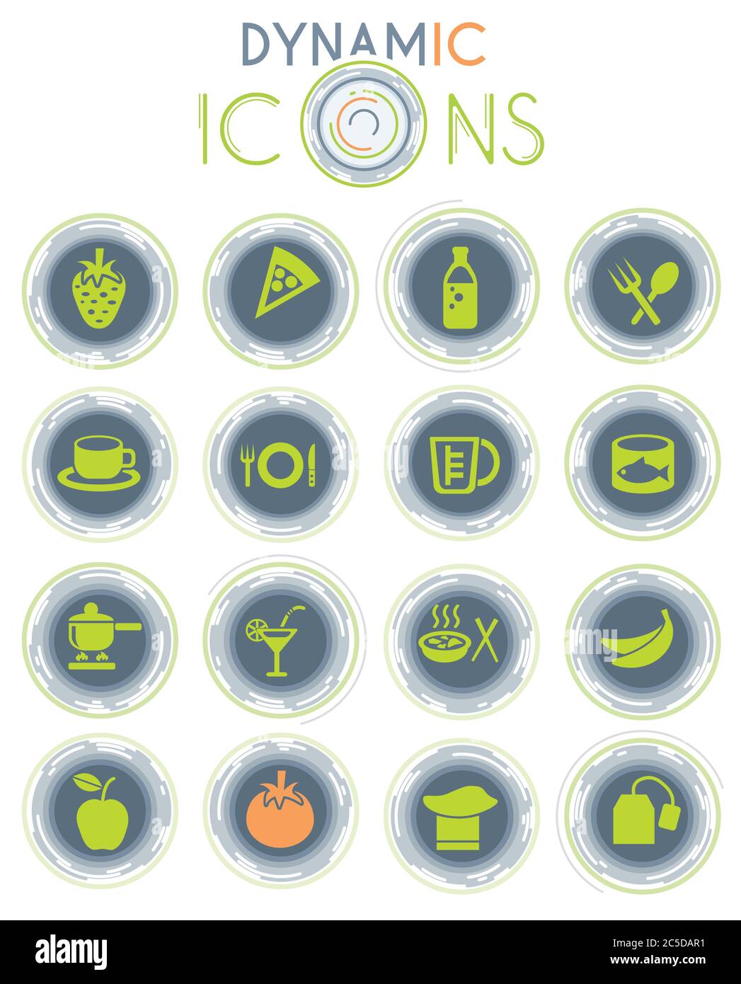 food and kitchen dynamic icons Stock Vector