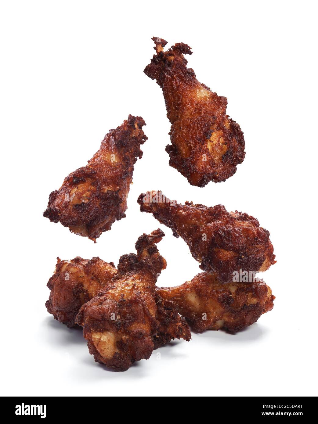 BBQ Glazed chicken isolated on white background. Fast food Stock Photo