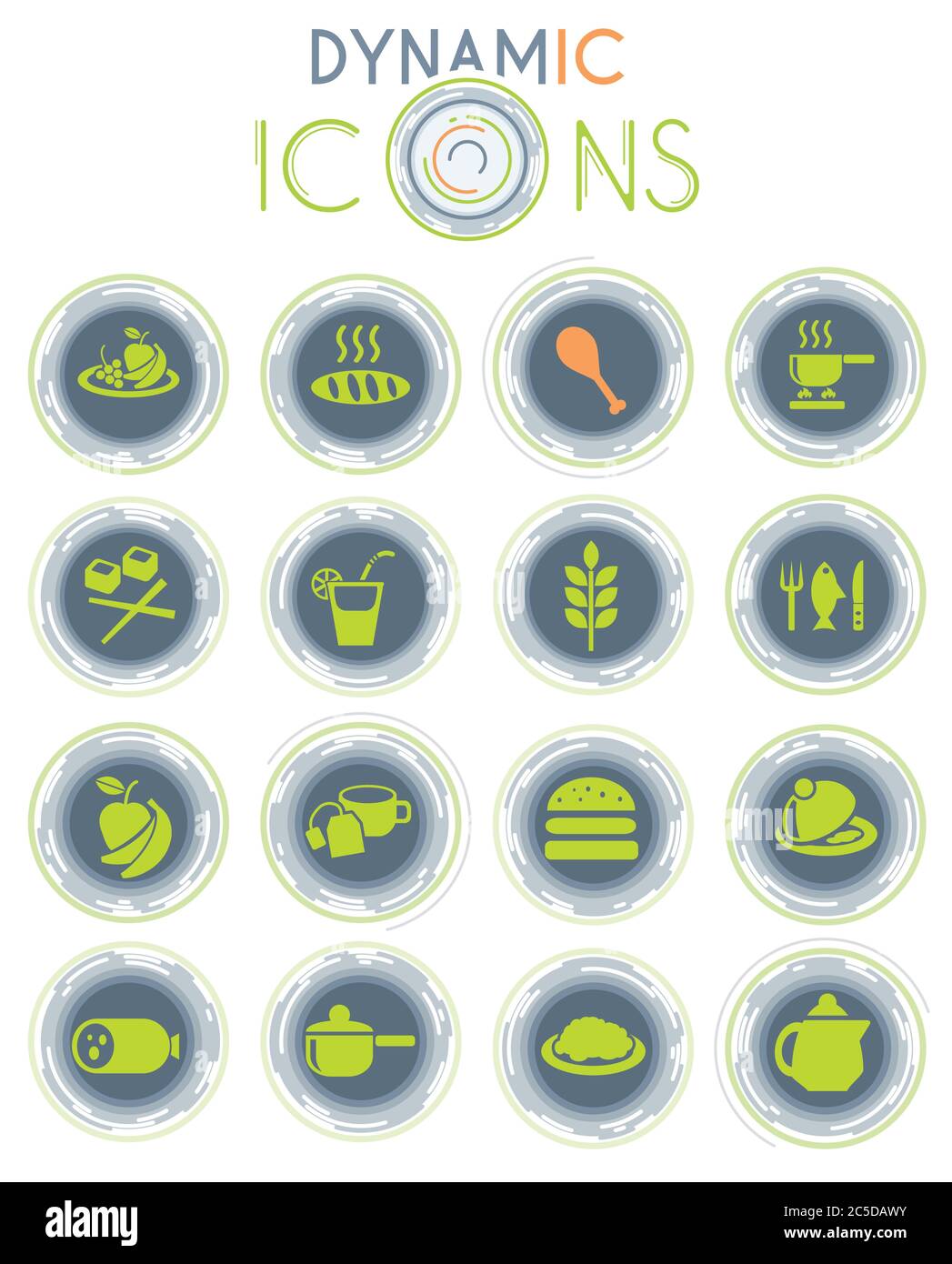 food and kitchen dynamic icons Stock Vector