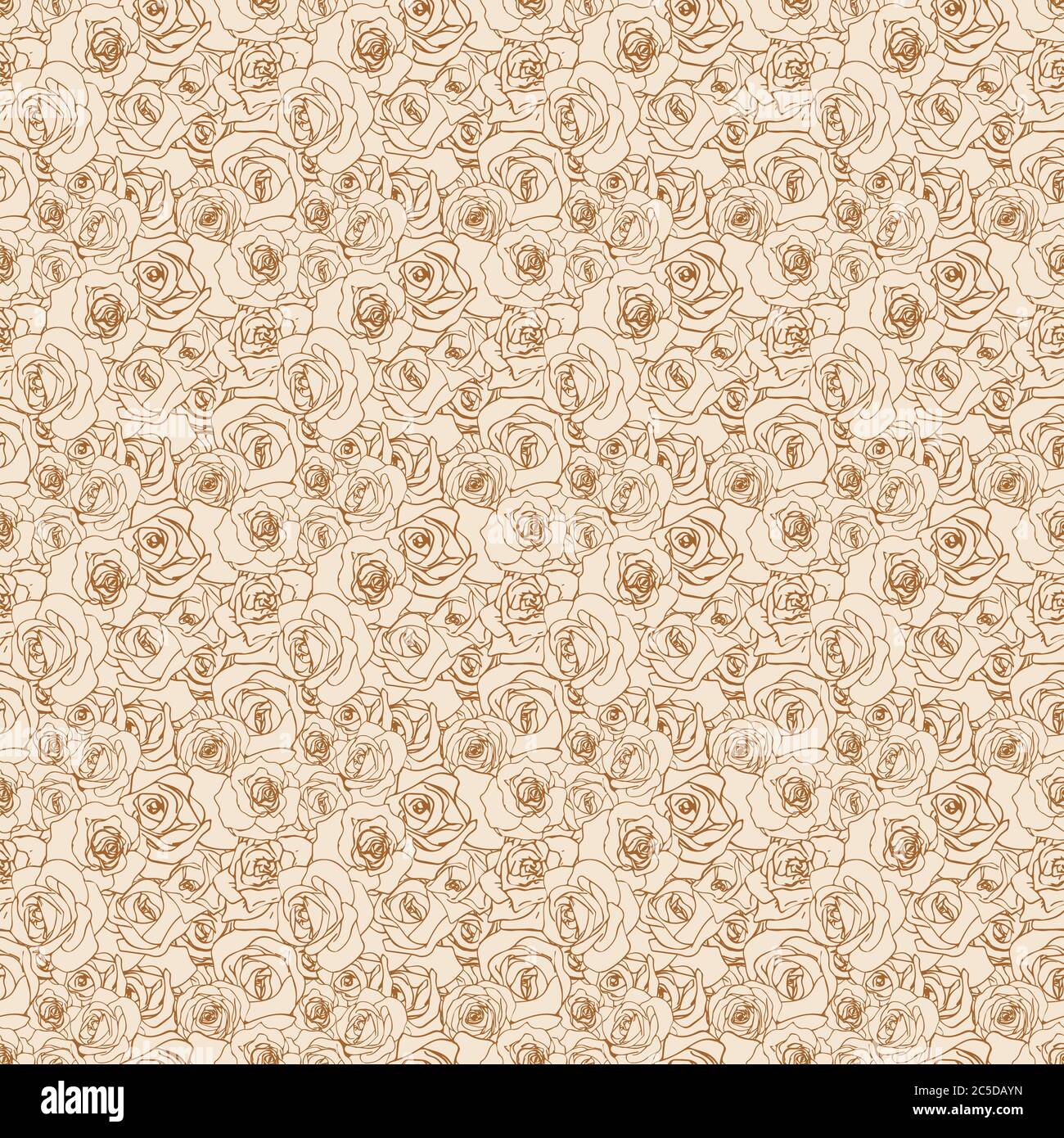 Gentle rosebuds on beige background, retro seamless pattern Stock Vector