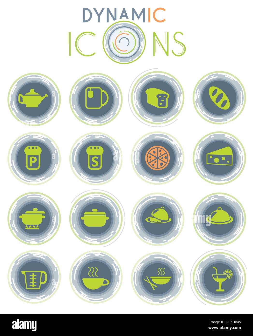 food and kitchen dynamic icons Stock Vector