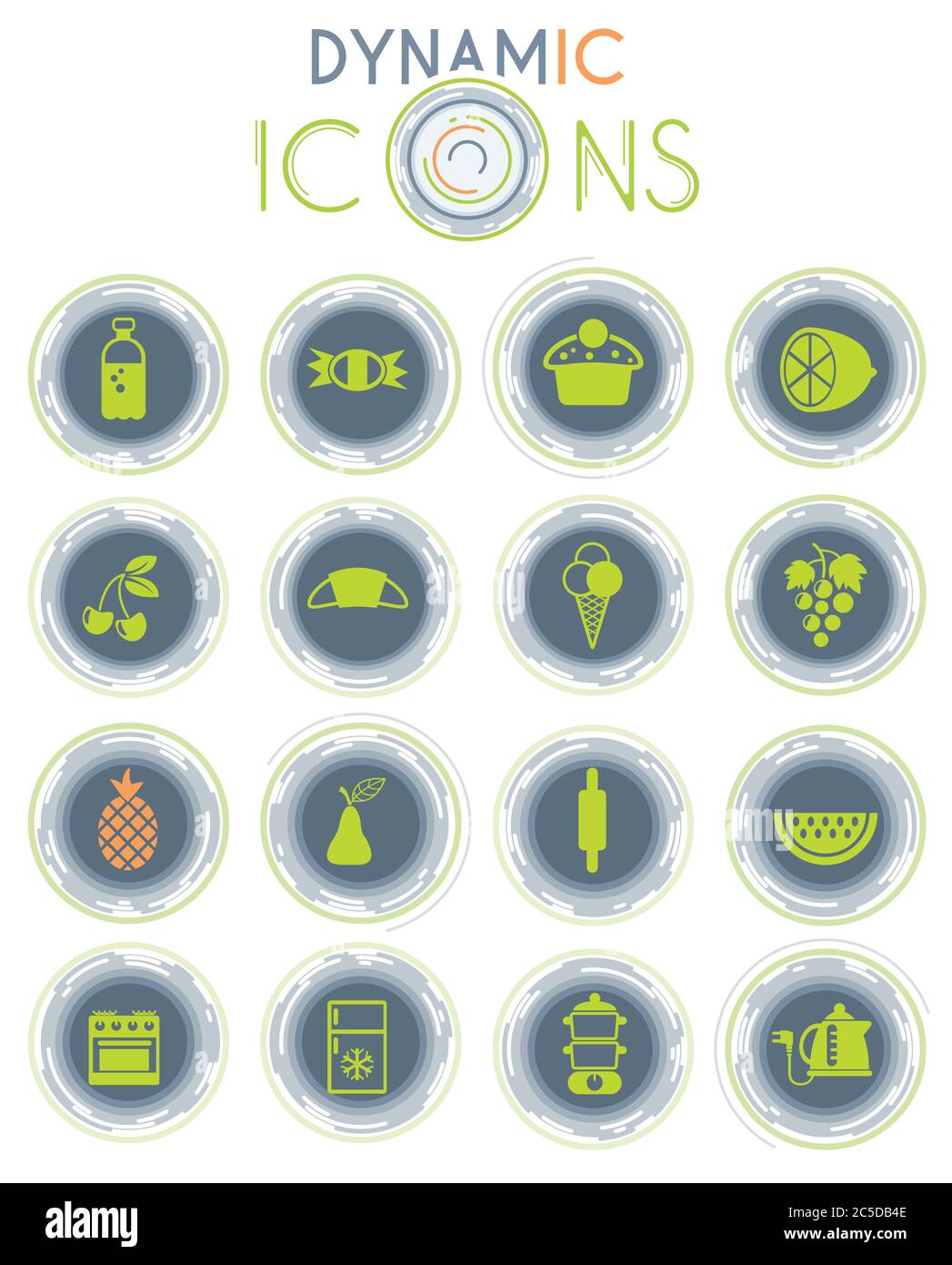 food and kitchen dynamic icons Stock Vector