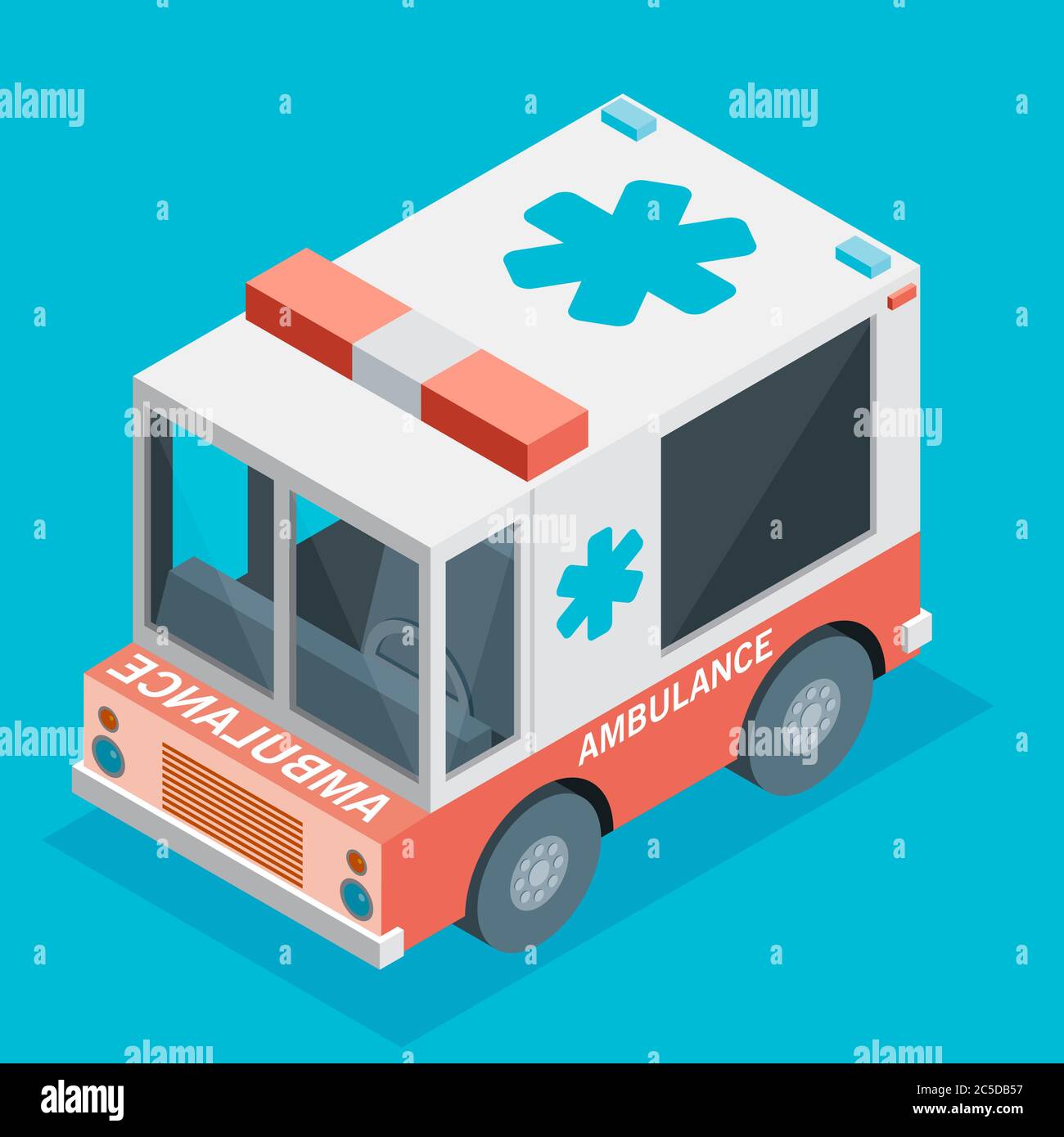 Vector illustration of ambulance car. Isometric view of transport Stock ...