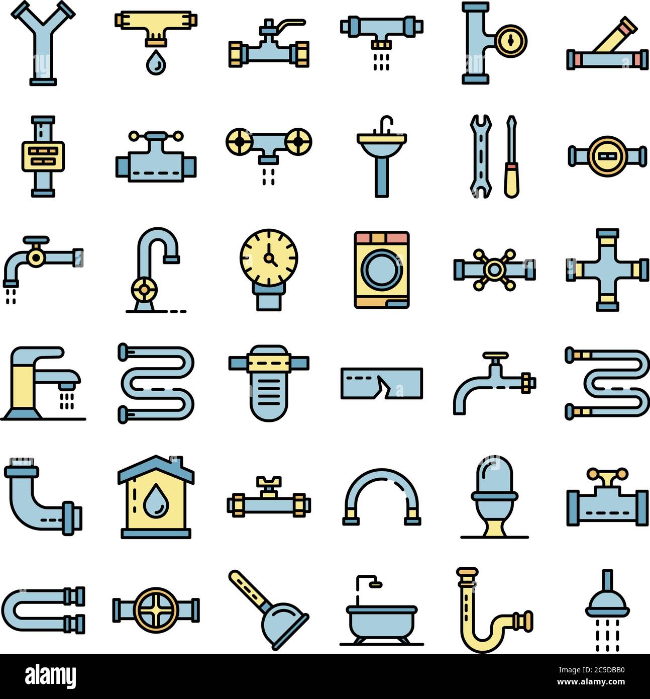 Plumbing icons vector flat Stock Vector Image & Art - Alamy