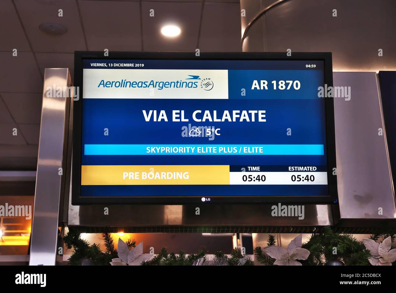 Gate to El Calafate in the domestic airport in Buenos Aires, Argentina Stock Photo