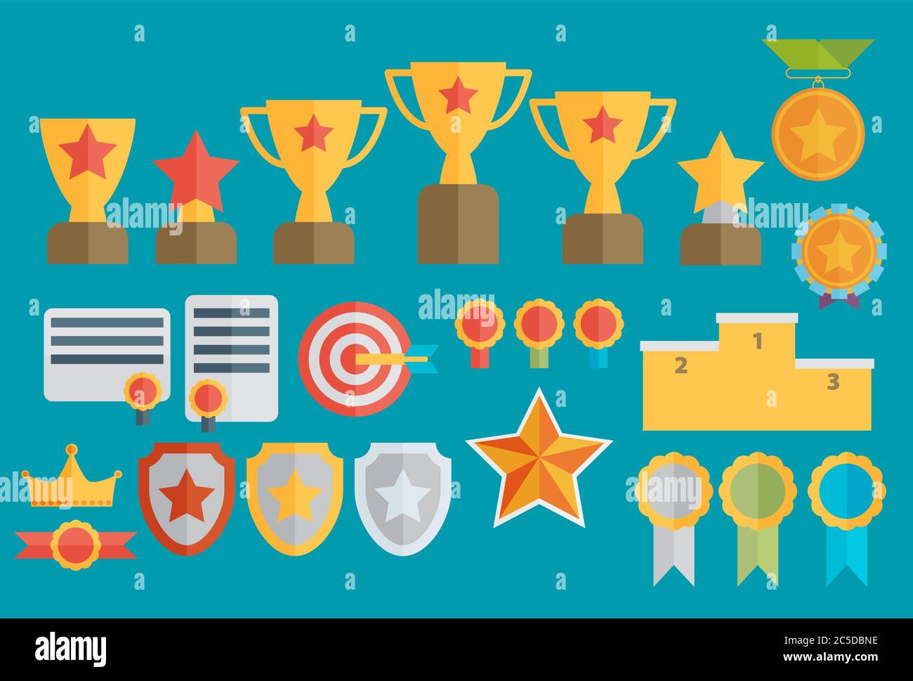 Trophy and awards icons set. Stock Vector