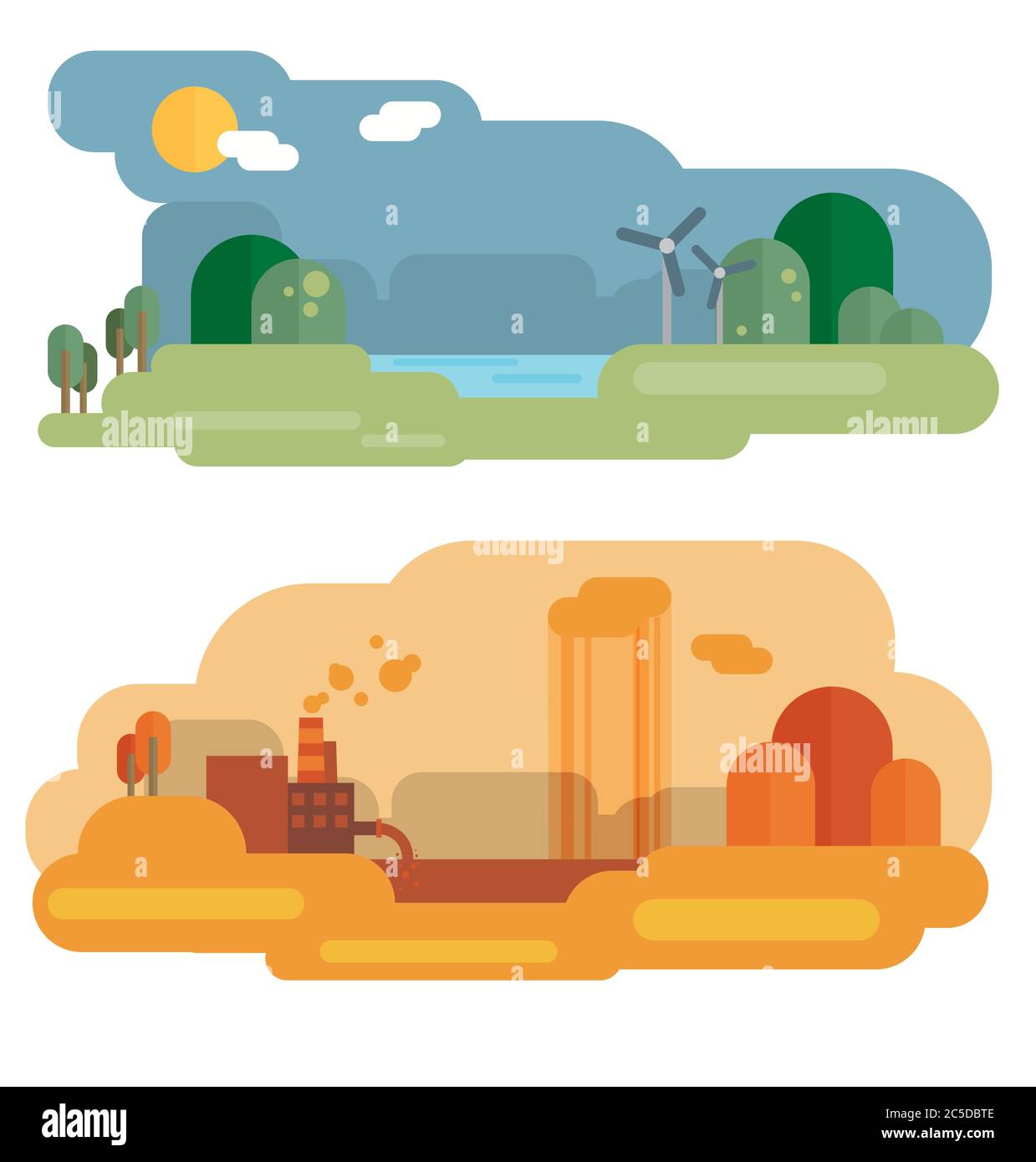 Flat design vector concept illustration with icons of ecology ...