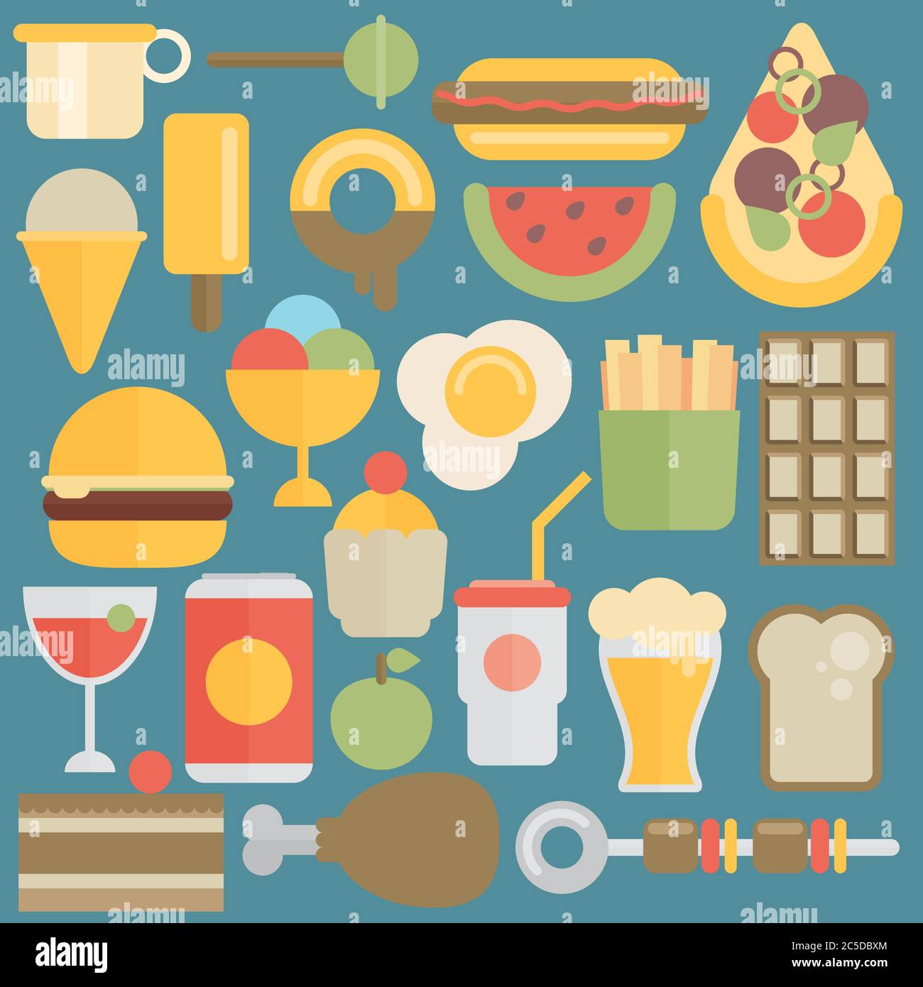 Vector flat food set Stock Vector Image & Art - Alamy