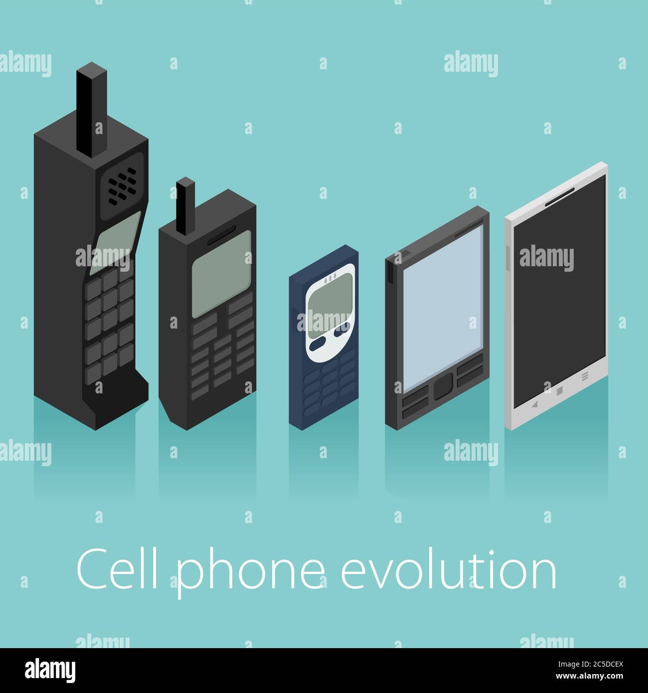 Cell phone evolution vector isometric Stock Vector