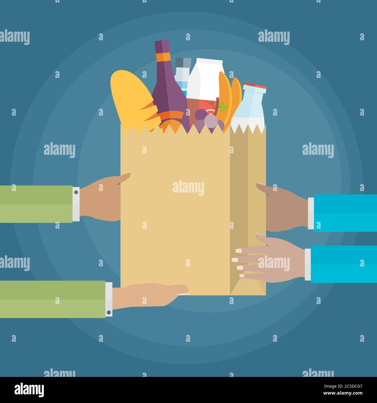 Flat design colorful vector illustration concept for grocery delivery ...