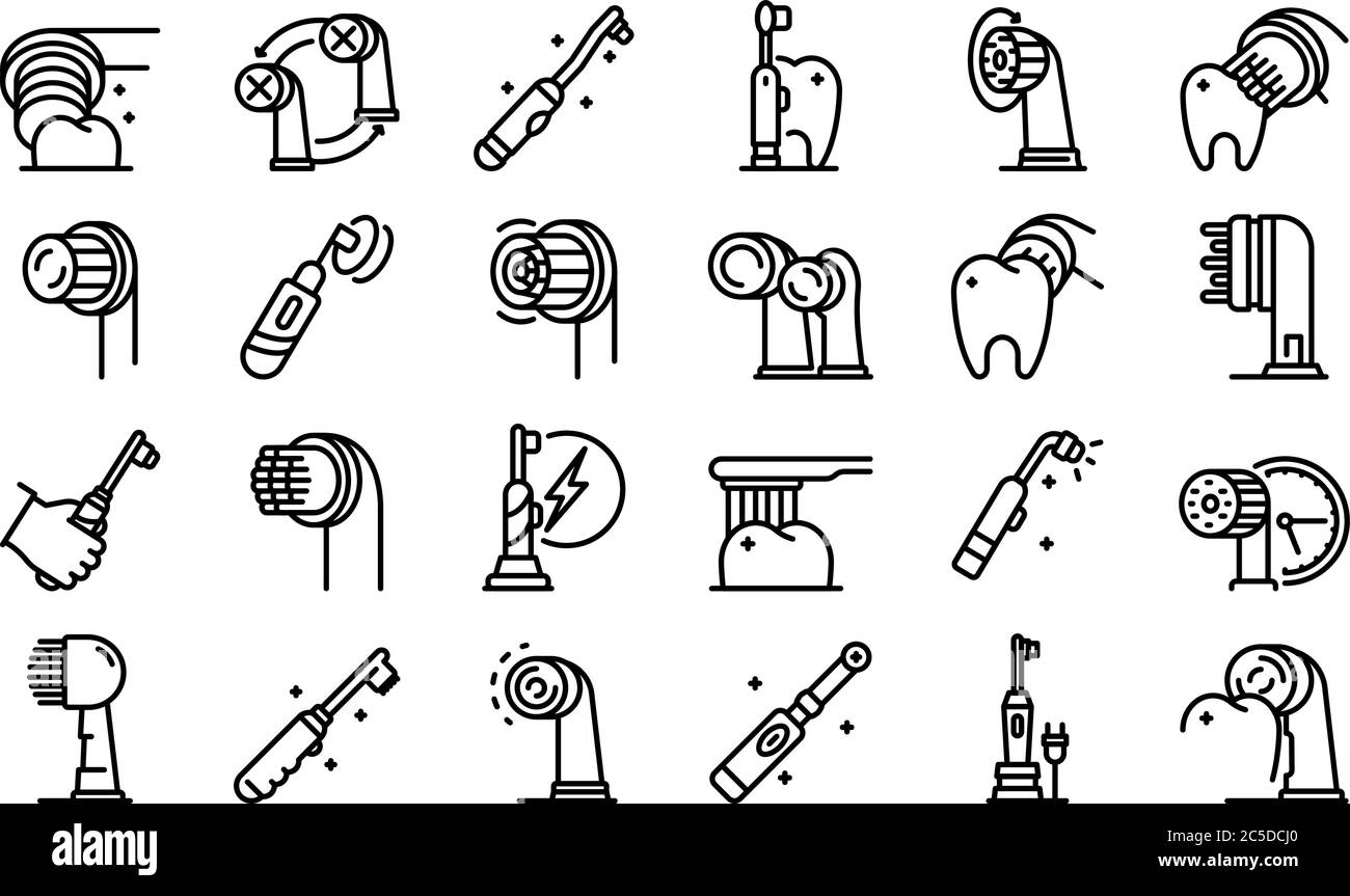 Electric toothbrush icons set, outline style Stock Vector Image & Art ...