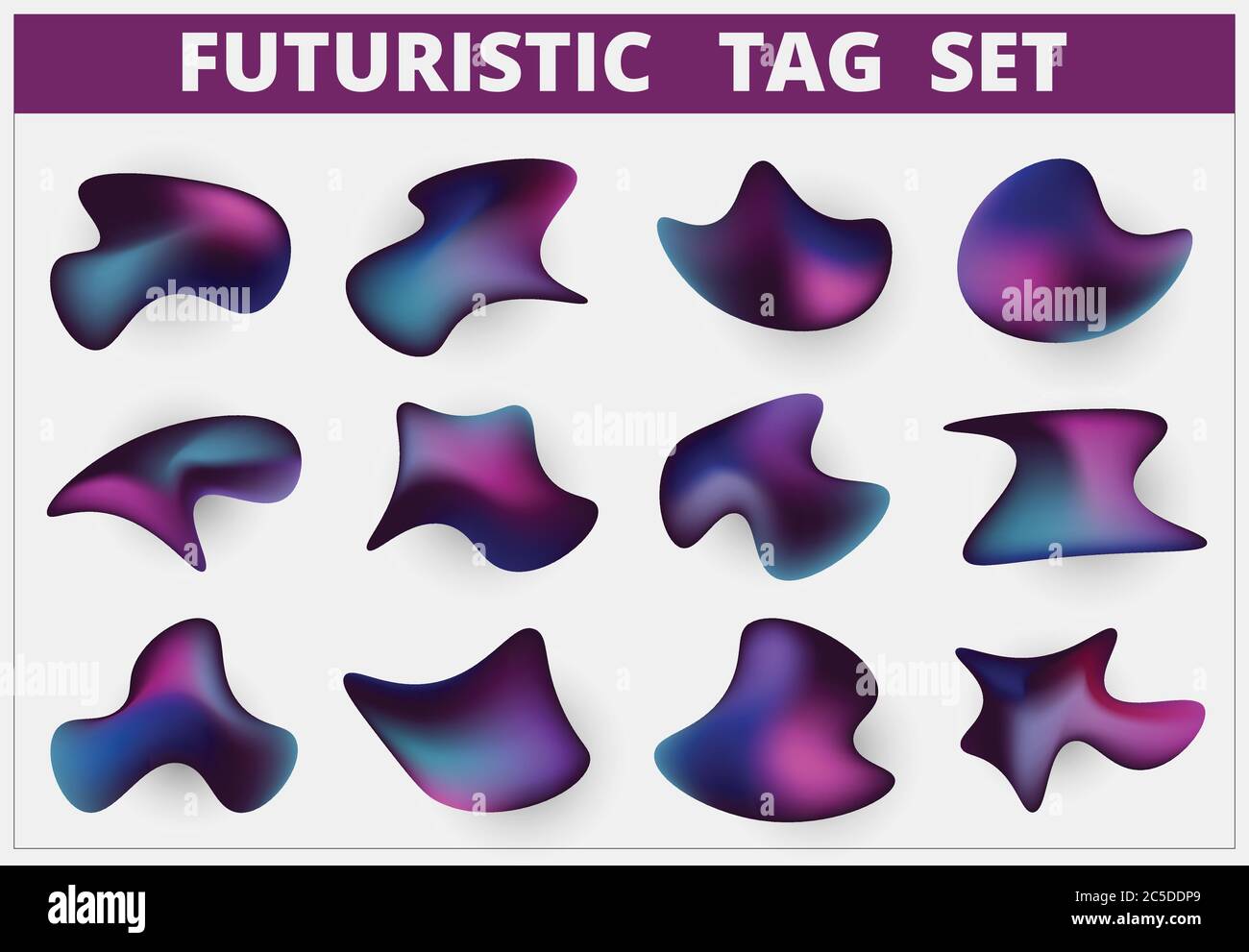 Abstract futuristic tag set of free shape design artwork. Decorate for ad, poster, artwork, template design, print. illustration vector eps10 Stock Vector