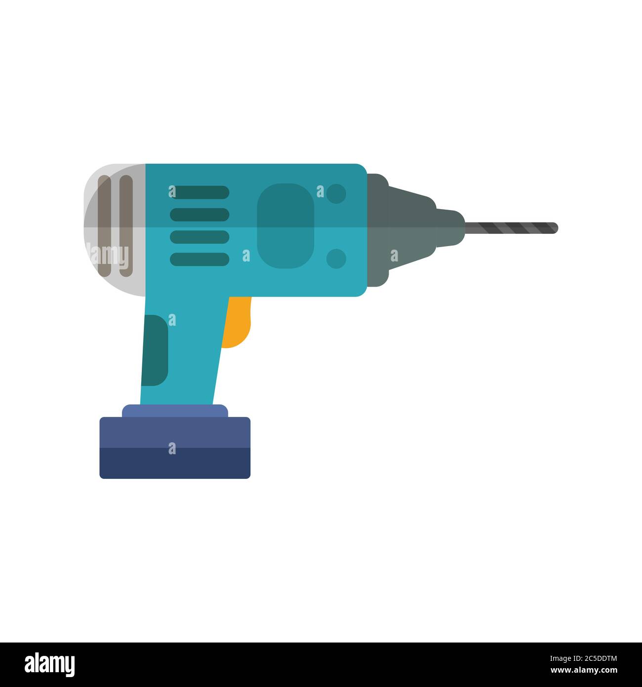 Hand electric drill on white background. Tool for drilling holes in