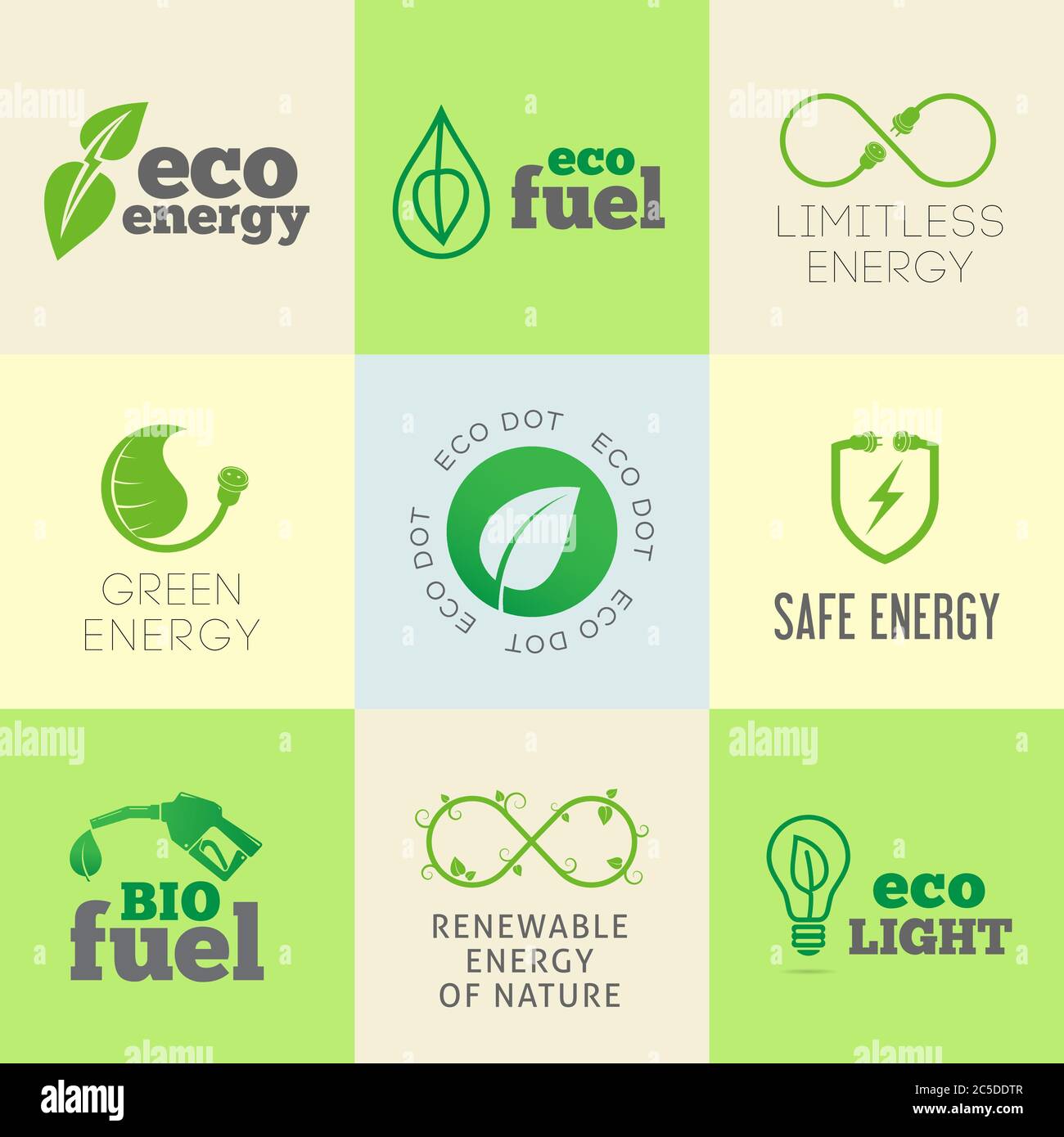 Eco or green energy concept vector icon set Stock Vector