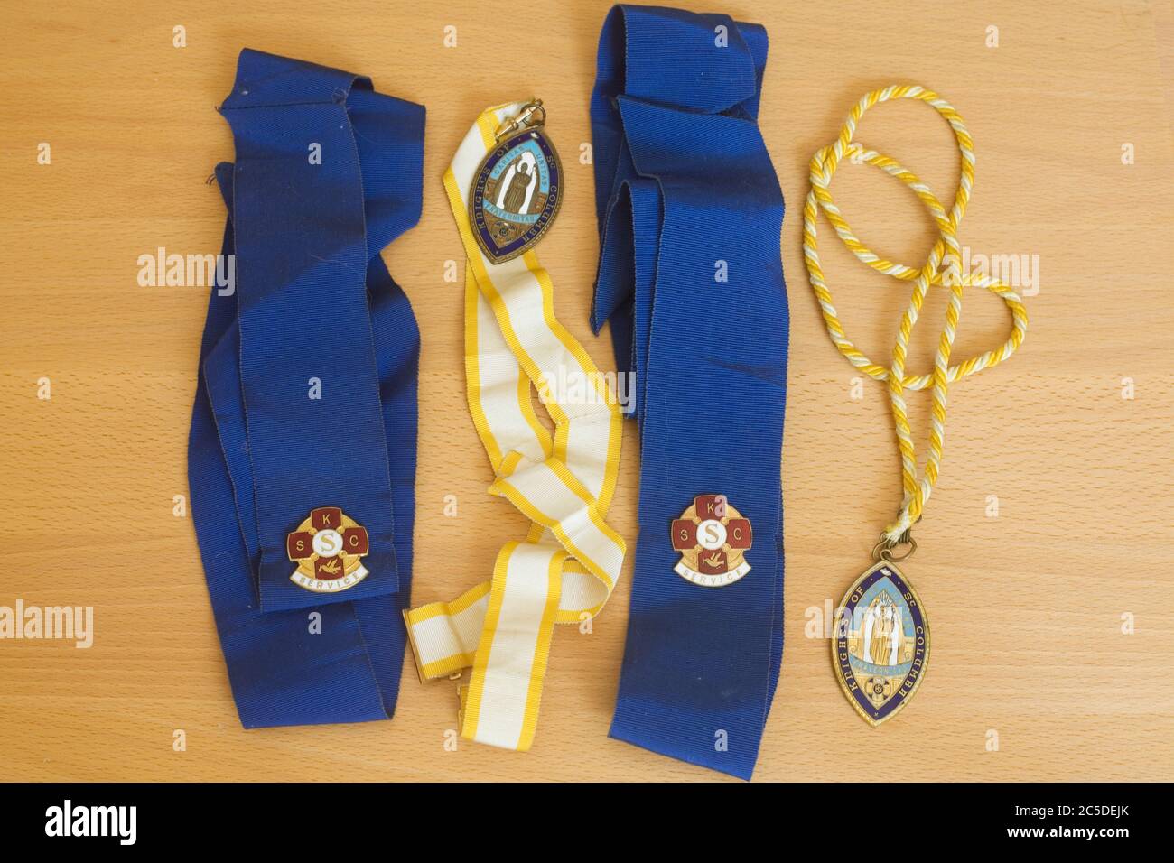 Kinghts of St Columba service and membership medals from a membr of the Salford chapter Stock Photo