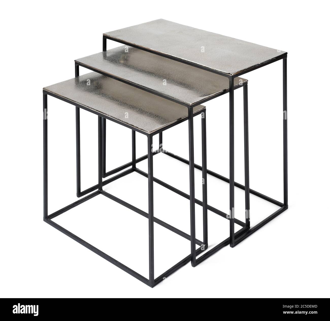 Stylish metal coffee table isolated on white Stock Photo Alamy