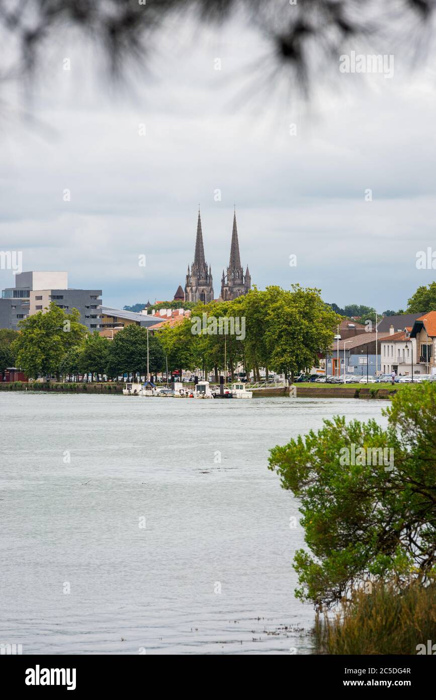 Bayonne Cathedral and the Adour River, France Stock Photo